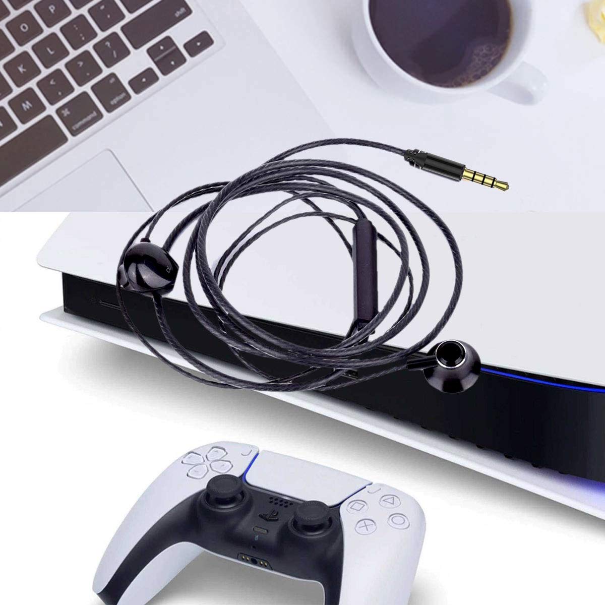 S&H 3.5mm Wired Gaming Earbuds with Microphone - HiFi Stereo Bass in-Ear Headphones for PS4, PS5, Xbox One, PC, Laptop & Smartphones - Volume Control (Black) - Perfect for Gaming, Streaming & Music Listening