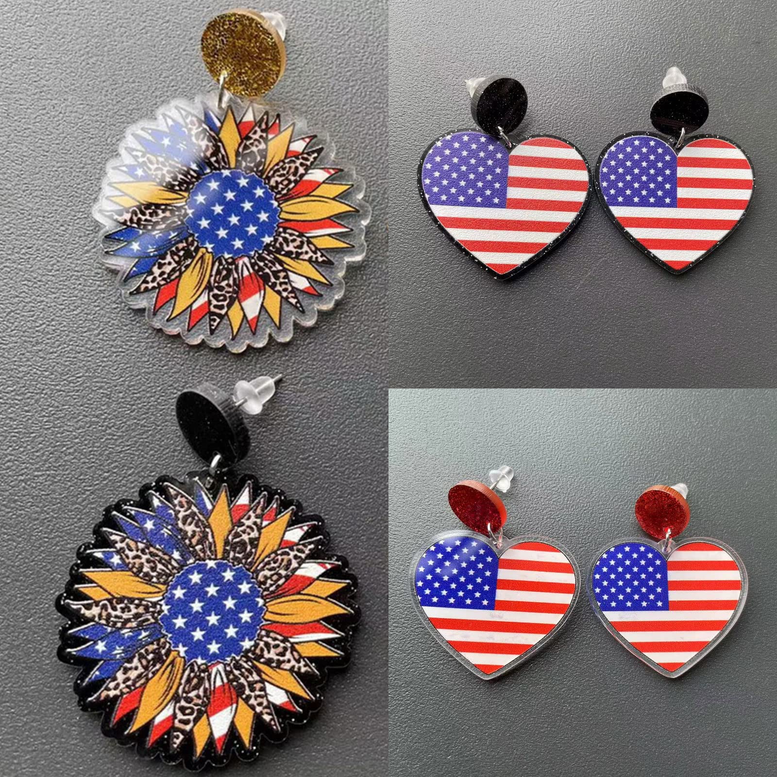 4th of July Patriotic Earrings for Women - Red White Blue American Flag Jewelry - Independence Day Accessories for Teen Girls & Women - Perfect for 4th of July Outfits, Parties, and Holiday Celebrations