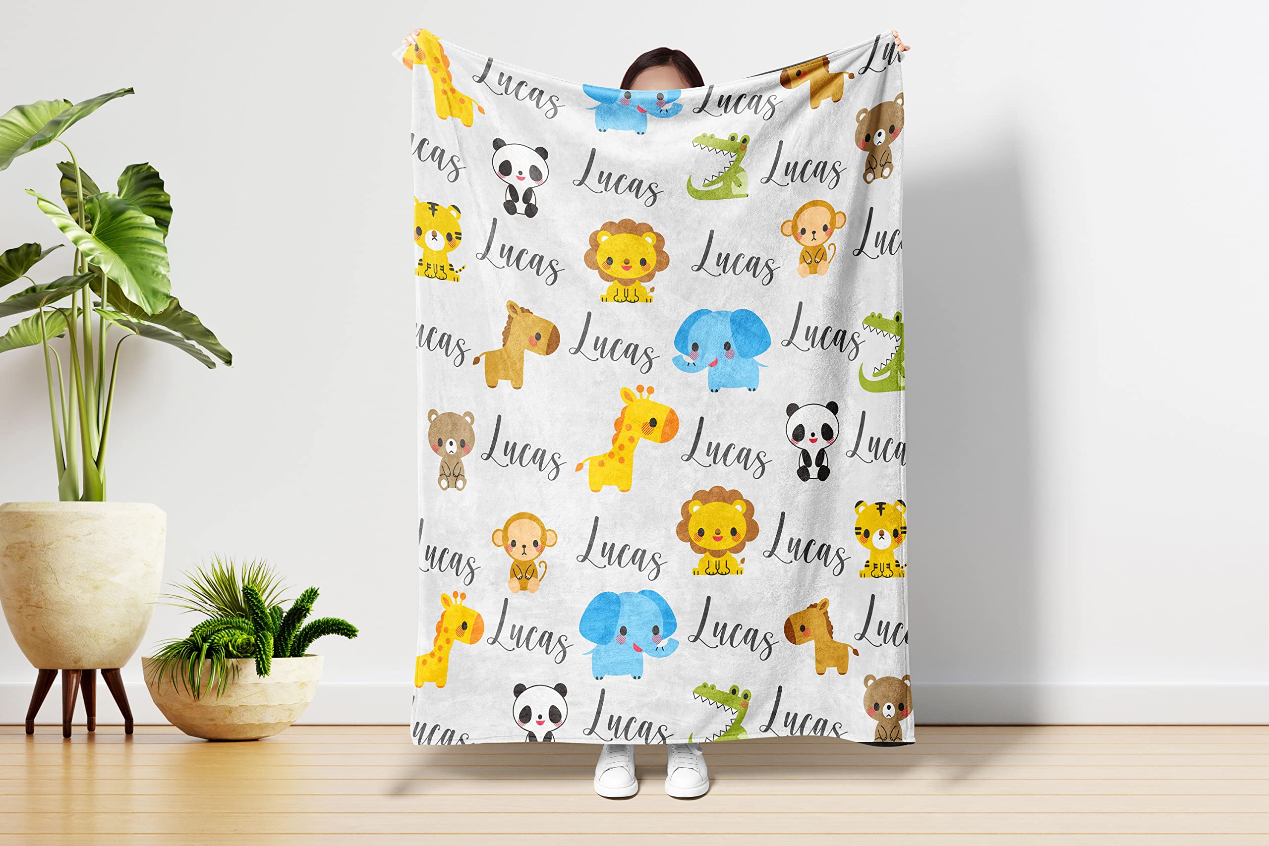 Personalized Baby Blankets with Name - Custom Newborn Boy Blanket Set Including Swaddle, Onesie & Bib - Soft & Cozy Baby Gift for Shower, Nursery & Photo Shoots