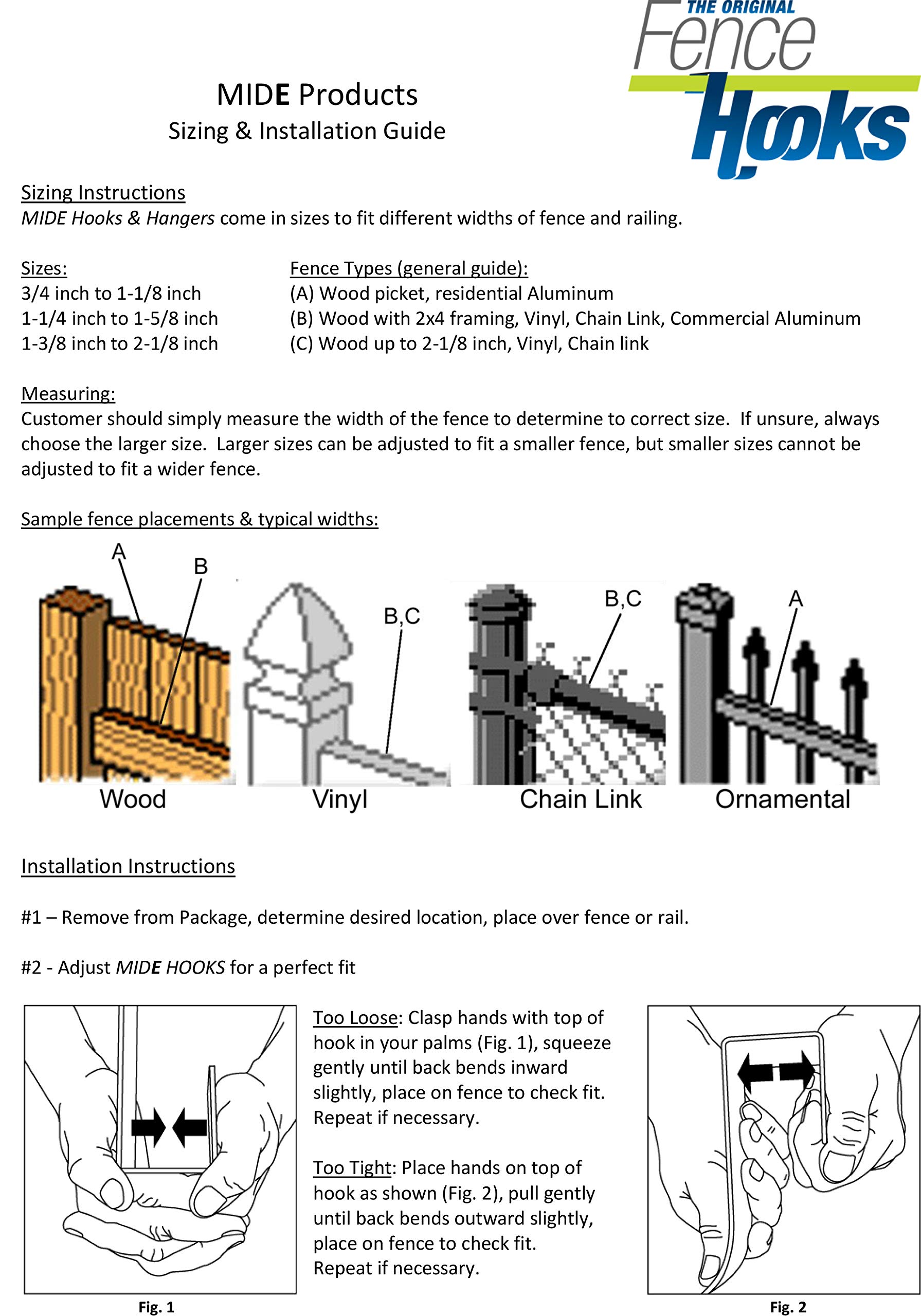 White Fence Hooks 23SET-W for Garden & Home Decor