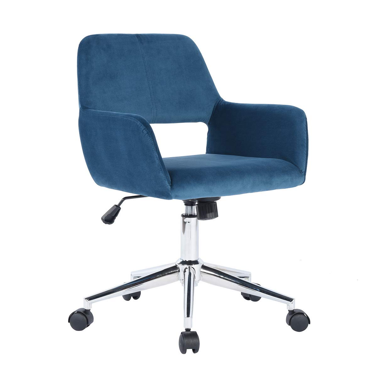 HomVent Velvet Swivel Desk Chair with Cute Hollow Mid-Back - Ergonomic Upholstered Task Chair for Home Office, Living Room, Vanity & Makeup Room - Perfect for Working, Studying & Beauty Stations