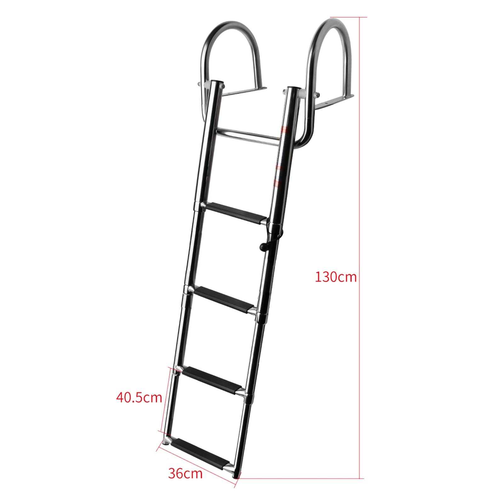 Stainless Steel 4-Step Marine Ladder - Foldable Telescoping Boat Ladder for Yachts & Speedboats with Handrail (Silver) | Perfect for Swimming, Boarding & Water Sports Access