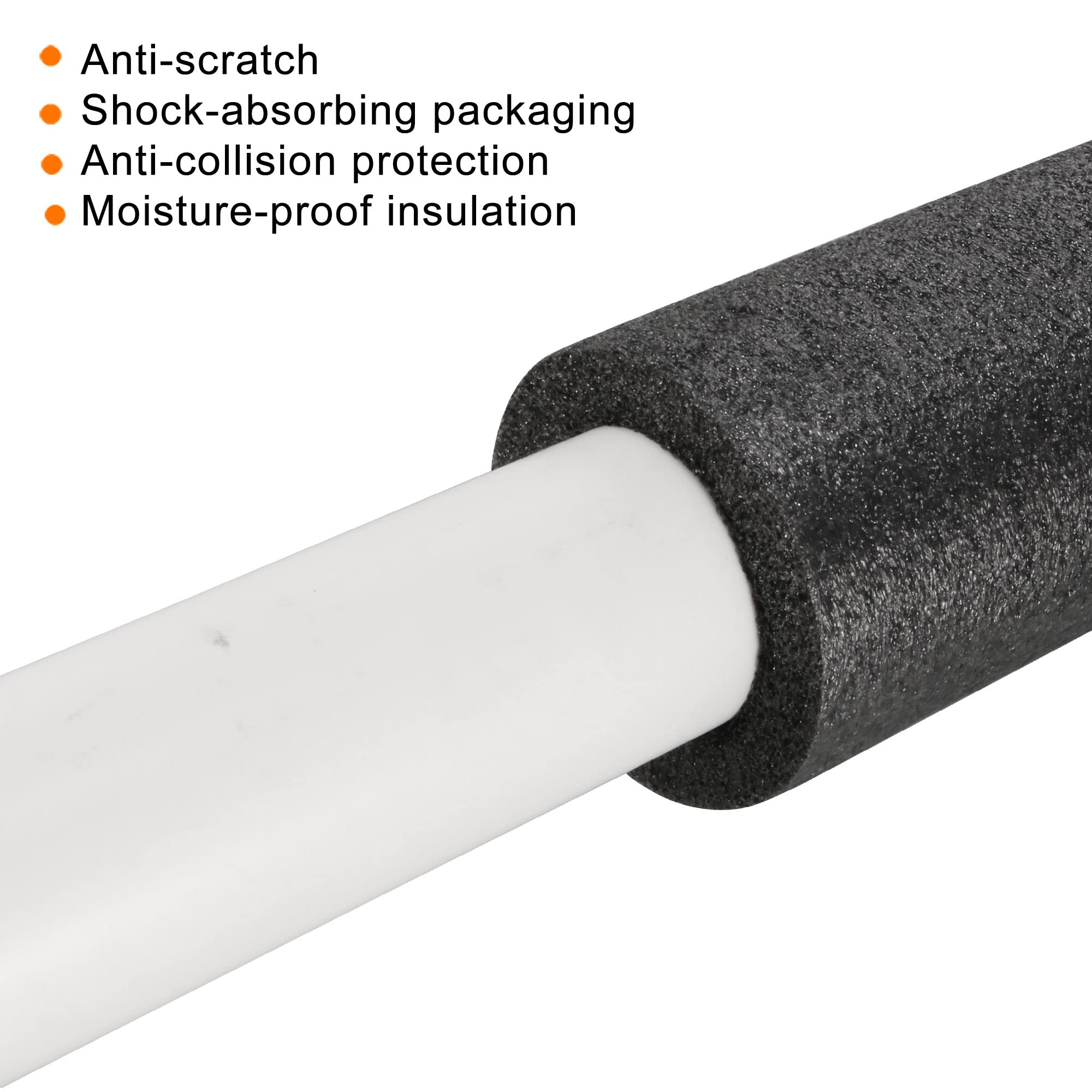 MECCANIXITY Foam Tube Sponge Protective Sleeve - 1 Inch (25mm) ID Black Polyethylene Pipe Insulation Sleeve for Plumbing, HVAC, and DIY Projects - Pack of 2 - Perfect for Pipe Protection and Energy Efficiency