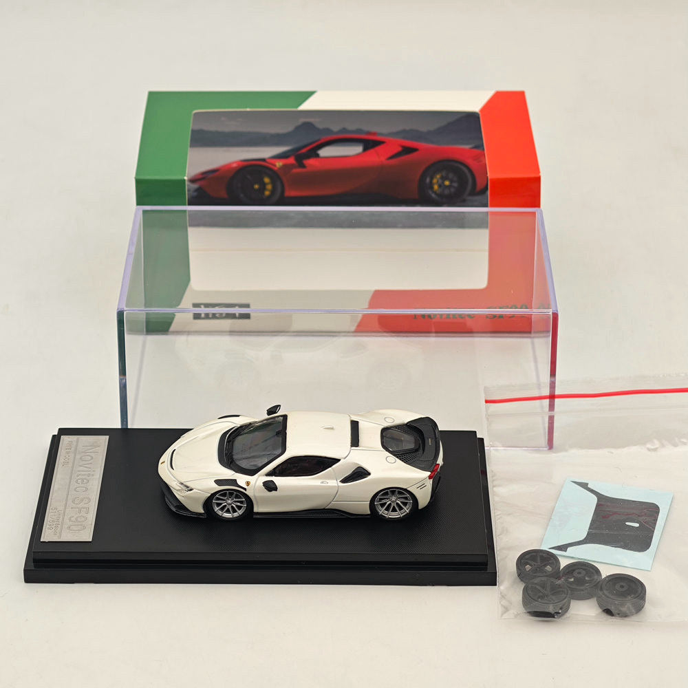 Novitec Ferrari SF90 1:64 Scale Diecast Model Car - White - Collectible Toy for Display, Gifts & Racing Enthusiasts