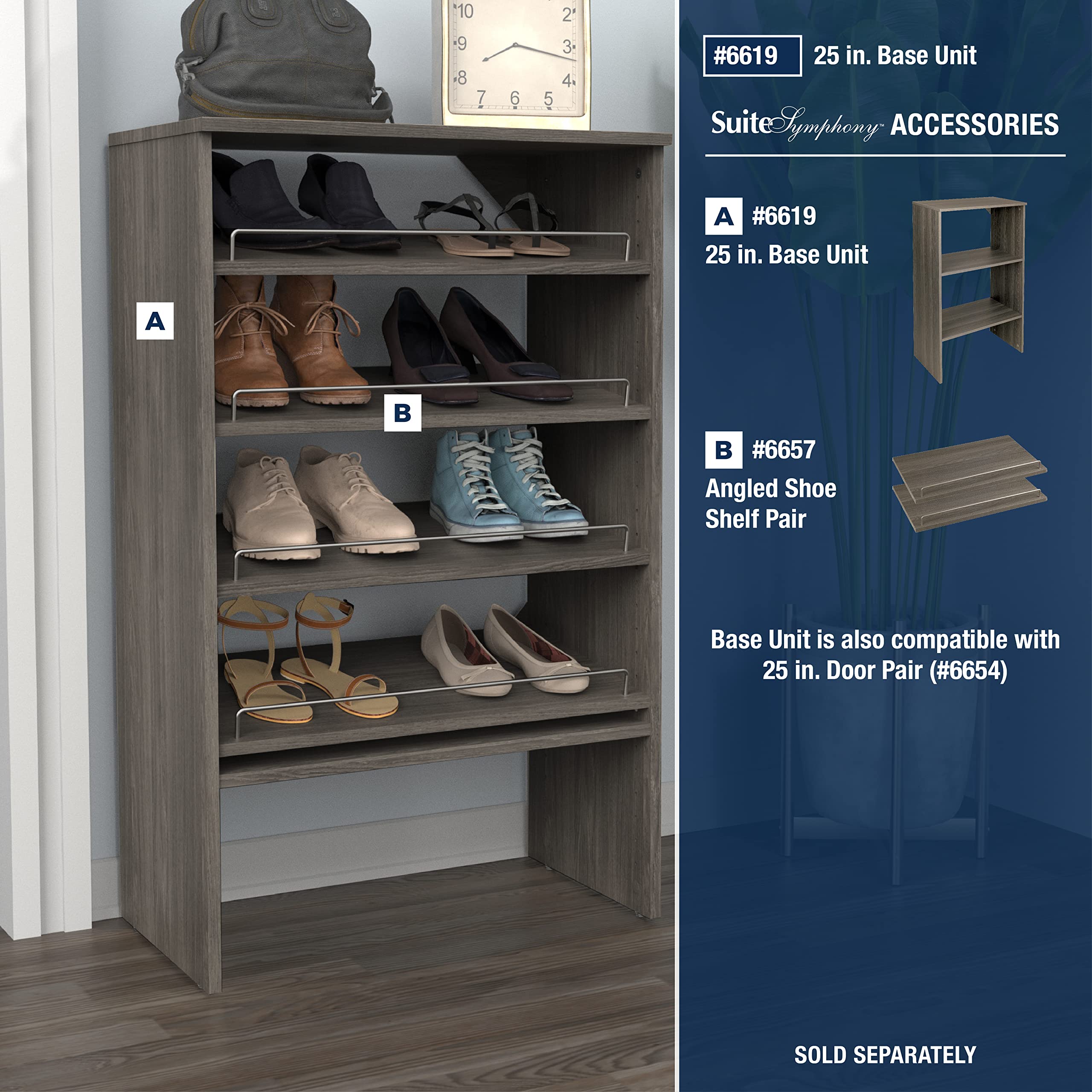 ClosetMaid SuiteSymphony Adjustable Wood Shelf Unit with 2 Shelves - Graphite Grey | Storage Organizer for Closet, Clothes, Shoes, Books, TV & Home Décor | Perfect for Bedroom, Living Room & Office Organization