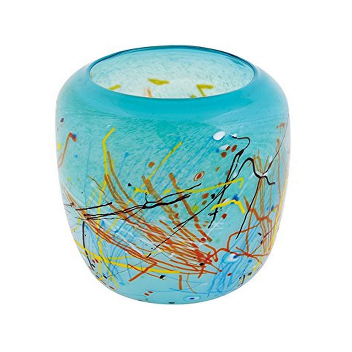 Handmade Art Glass Vase - 12x12x13 Inches Modern Home Decor - Perfect for Living Room, Wedding Centerpiece & Luxury Gift Giving