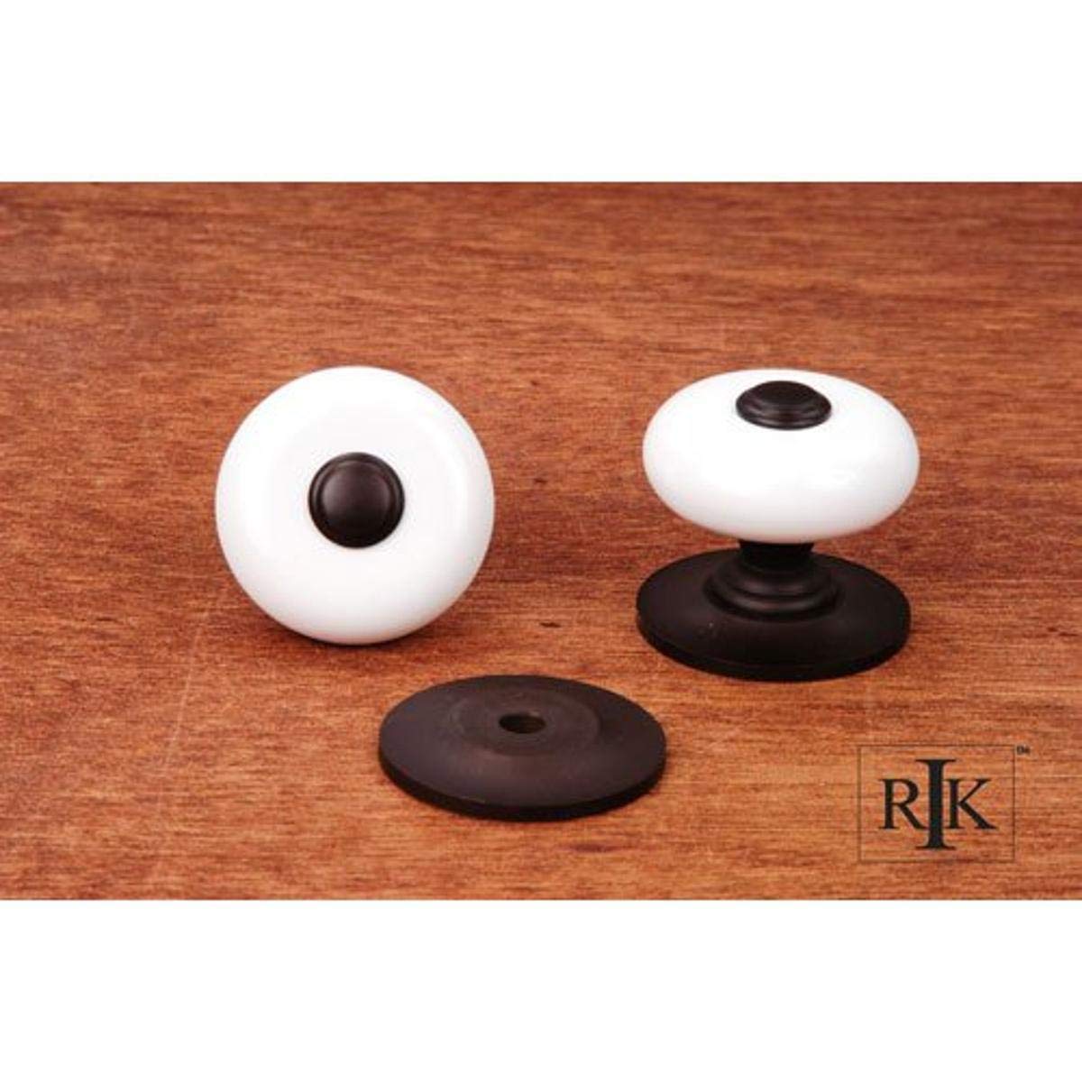 CK 316 RB Rki - White Porcelain Cabinet Knob with Oil Rubbed Bronze Tip | Elegant Hardware for Kitchen Cabinets, Bathroom Vanities & Furniture Drawers