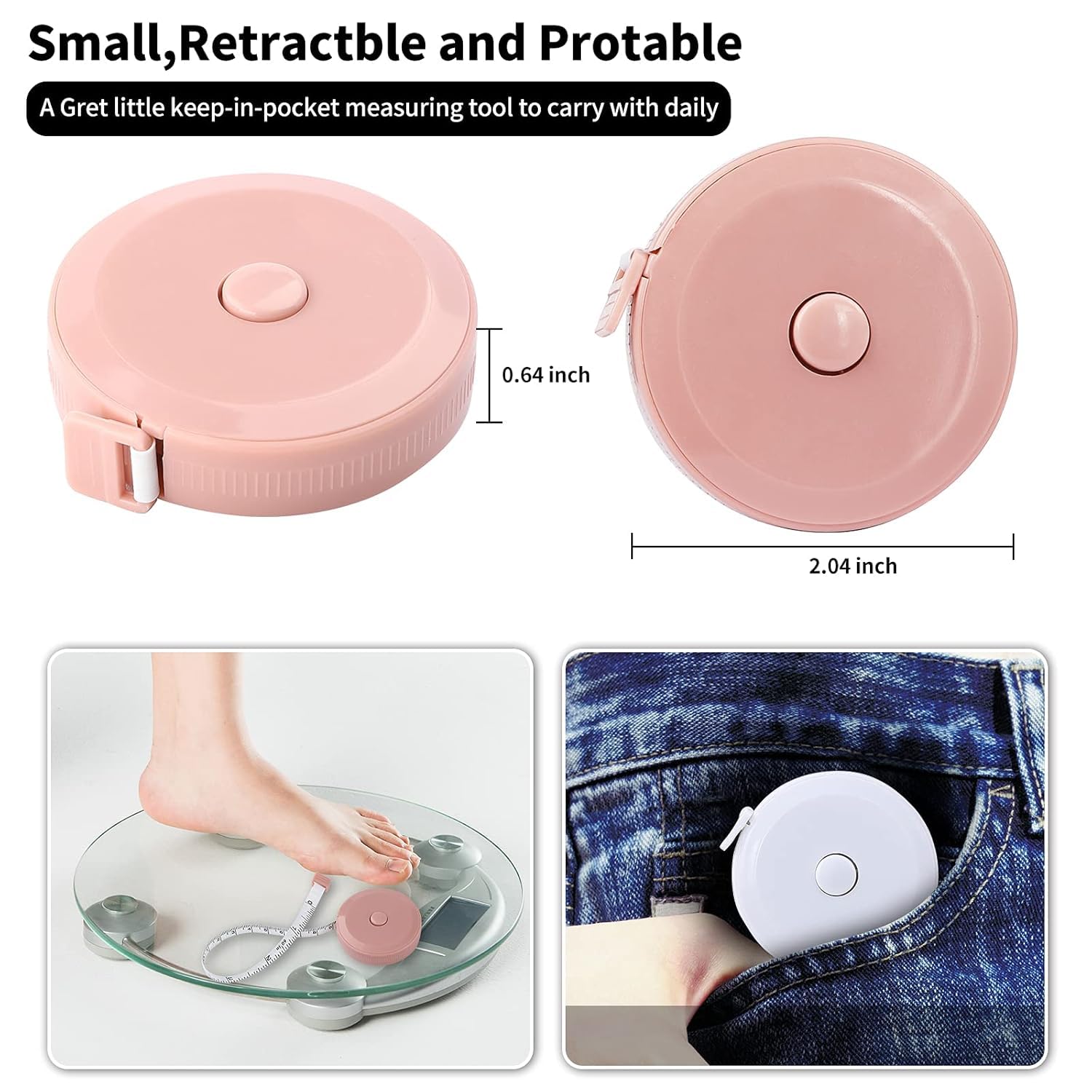 Retractable Dual-Sided Tape Measure 20 Pack - Soft Fabric Measuring Tape for Body Measurements, Sewing, Tailoring & Weight Loss Tracking | Perfect for Crafting, Knitting & DIY Projects