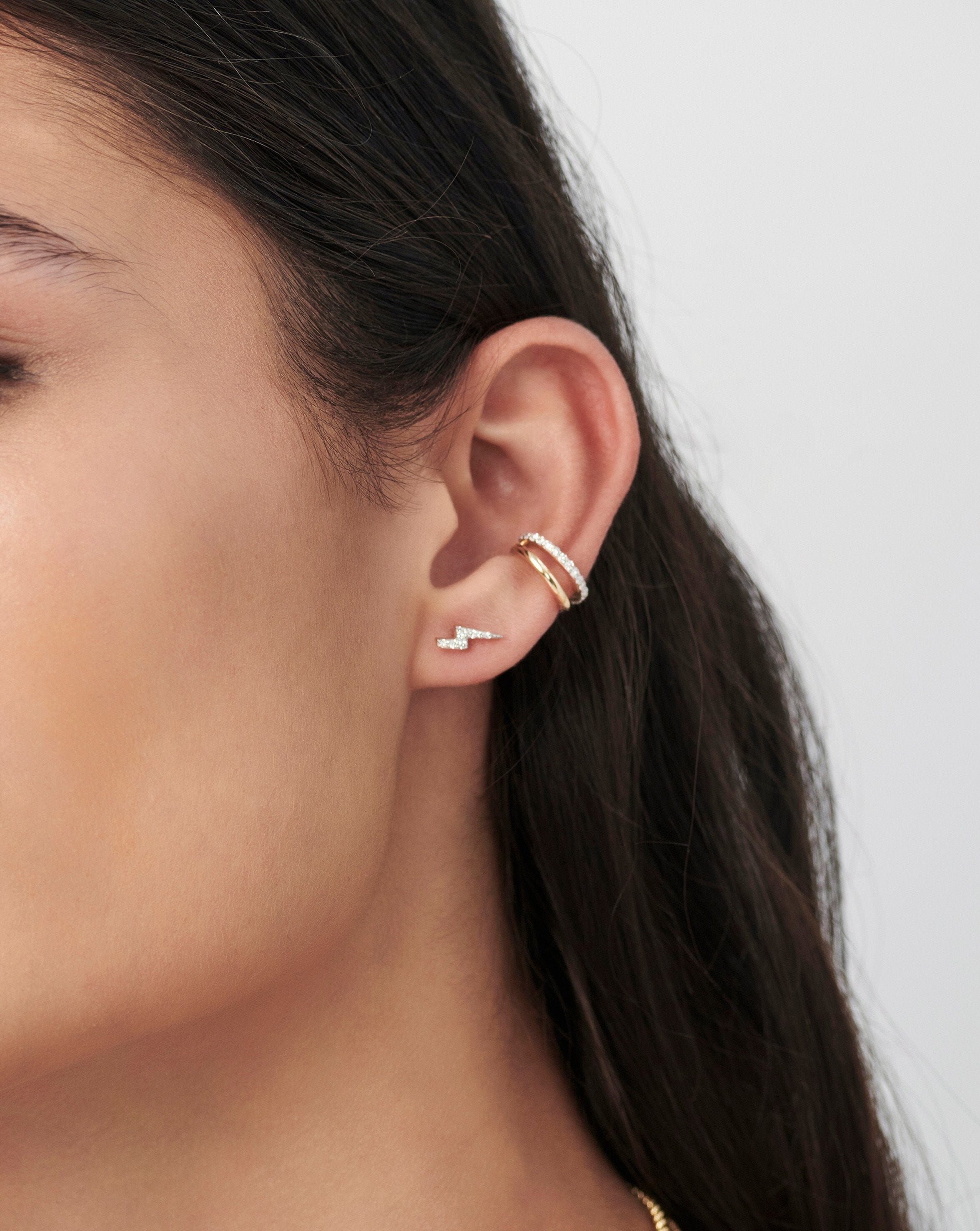 14K Solid Gold Diamond Lightning Stud Earrings - Hypoallergenic Luxury Jewelry for Women - Perfect for Everyday Wear, Gifts & Special Occasions