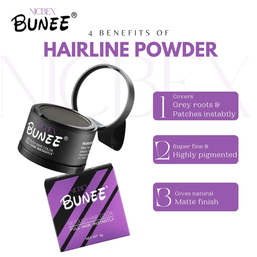 NicBex Natural Hairline Powder & Eyebrow Stamp – Quick Root Touch-Up for Hair & Eyebrows | Hair Shading Sponge Pen & Shadow Powder Stick | Black Root Cover-Up for Thinning Hair & Bald Spots | Perfect for Daily Use, Travel & On-the-Go Touch-Ups (1 Pack)