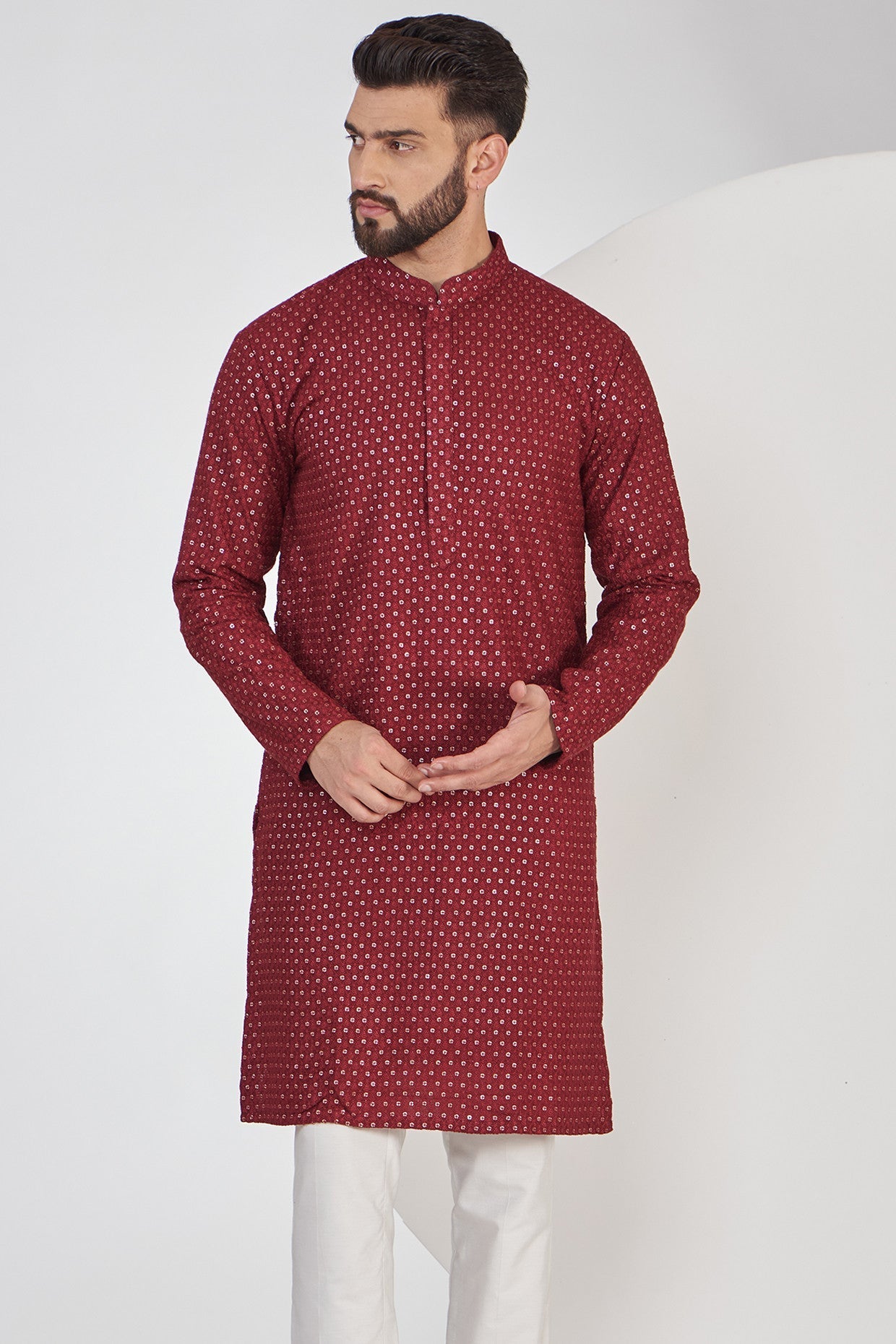 Elegant Maroon Chikankari Kurta for Women | Traditional Indian Embroidered Tunic | Perfect for Festivals, Weddings & Casual Wear