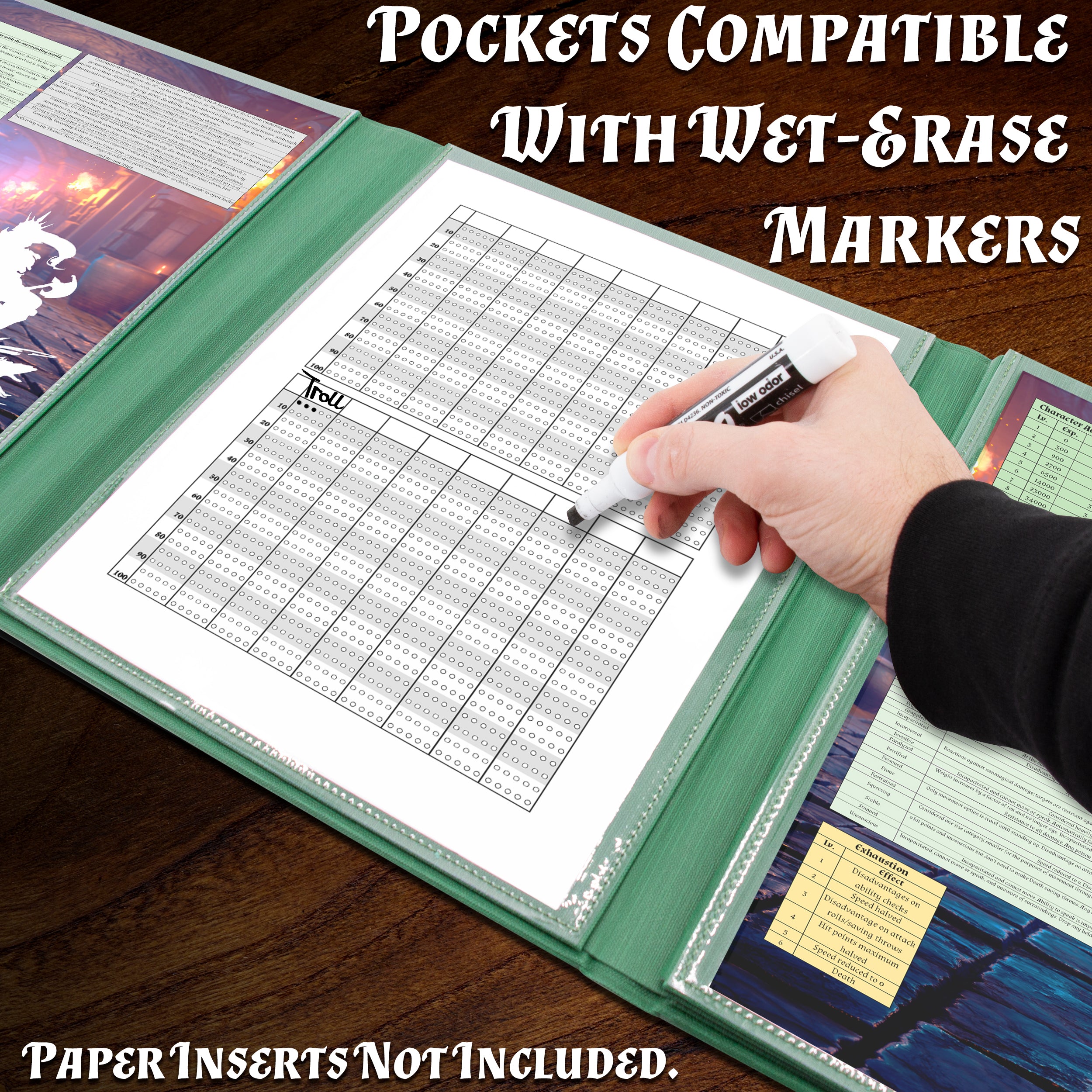 Premium 8-Panel DM Screen for Dungeon Masters | Durable Folding Game Master Screen for TTRPGs (D&D, Pathfinder) | Black/Brown/Green Options | Perfect for RPG Campaigns & Tabletop Gaming Sessions