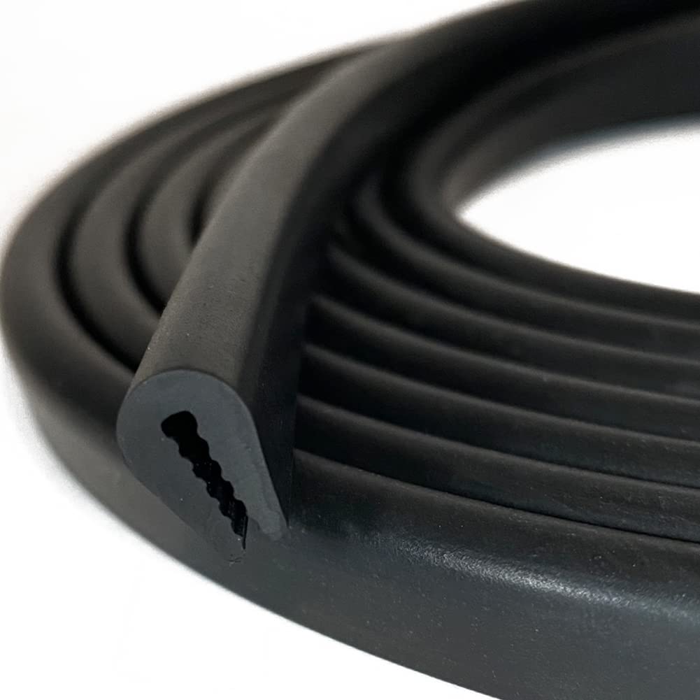 Tintvent Rubber Edge Trim 5 Feet - U Channel Edge Seal PVC Plastic for 1/16 inch (1.6mm) Edges - Black Weatherproof Seal for Car Doors, Furniture & DIY Projects