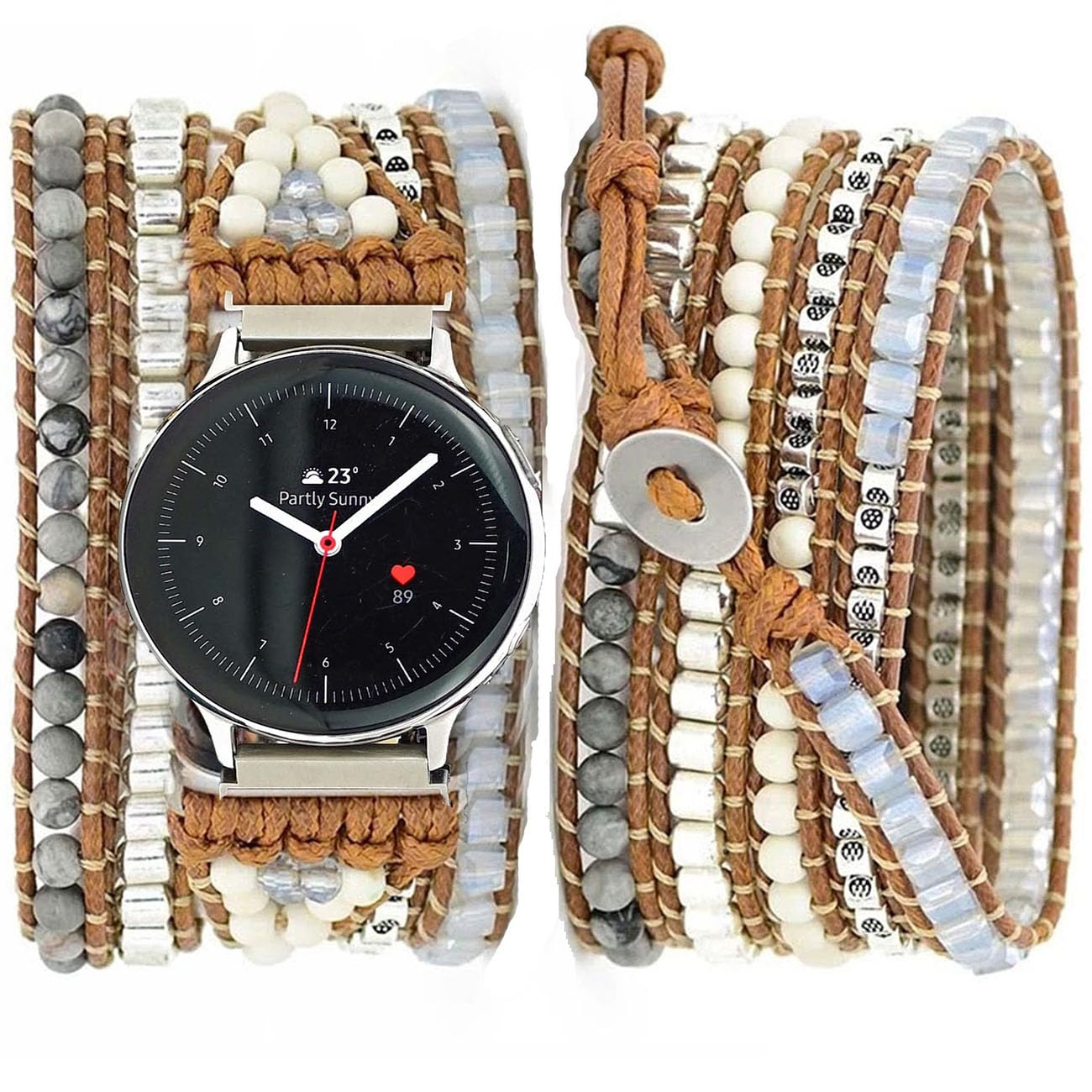 Samsung Galaxy Watch 6/5/4 Band - 20mm Boho Beaded Strap for Women & Men - Yoga & Meditation Accessory
