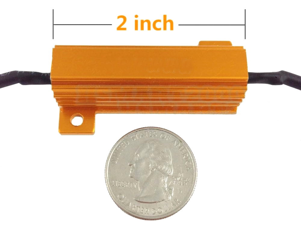 50W 6 Ohm Load Resistors with Inline 3156 Male Connectors - LED Turn Signal Bypass Resistor Kit for Car, Truck, Motorcycle - Fix Hyper Flash & Bulb Out Warning Lights - Easy Installation for DIY Automotive Electrical Projects