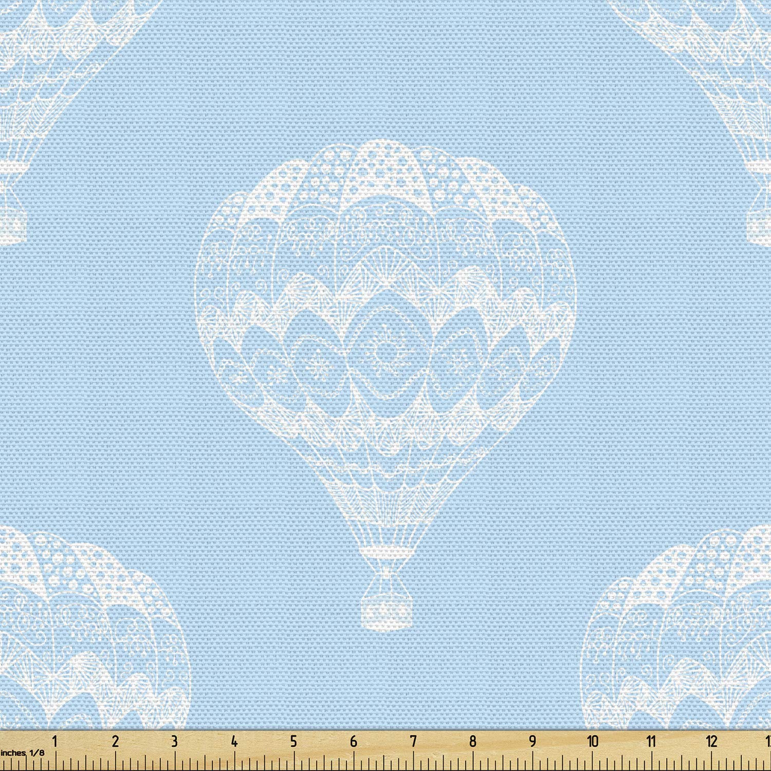Ambesonne Hot Air Balloon Fabric by The Yard - Soft Pastel Colors Monochrome Decorative Upholstery Fabric for DIY Home Decor, Curtains, Pillows & Crafts (10 Yards, Pale Blue White) | Perfect for Nursery, Bedroom & Bohemian Style Decorations