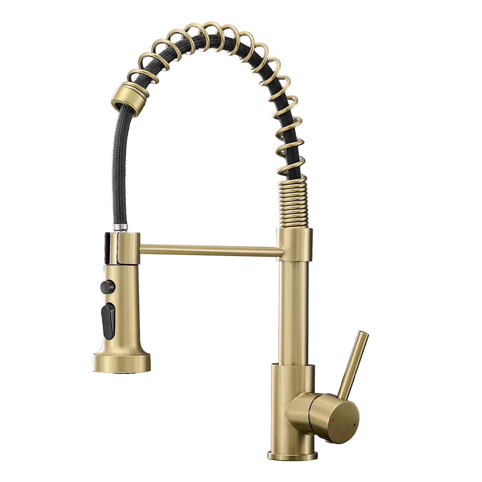 AIMADI Brushed Gold Kitchen Faucet with Pull Down Sprayer - Single Handle One Hole Farmhouse Sink Faucet - Perfect for Modern & Rustic Kitchens (Easy Installation & High Pressure)