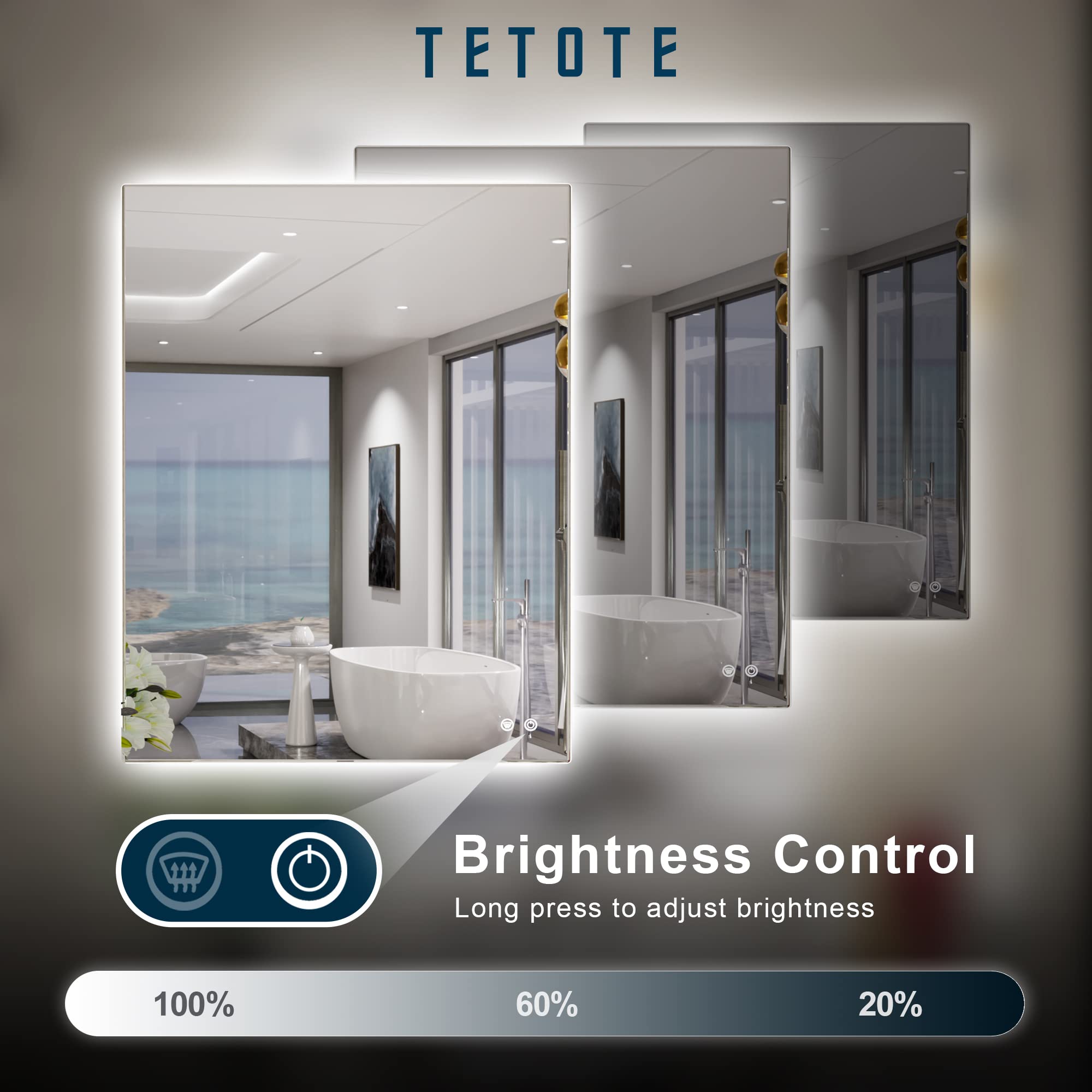24 x 32 Inch LED Backlit Bathroom Vanity Mirror - Anti-Fog, Dimmable, CRI90+, Touch Control, Waterproof, Horizontal/Vertical Mount - Perfect for Makeup, Shaving & Home Decor