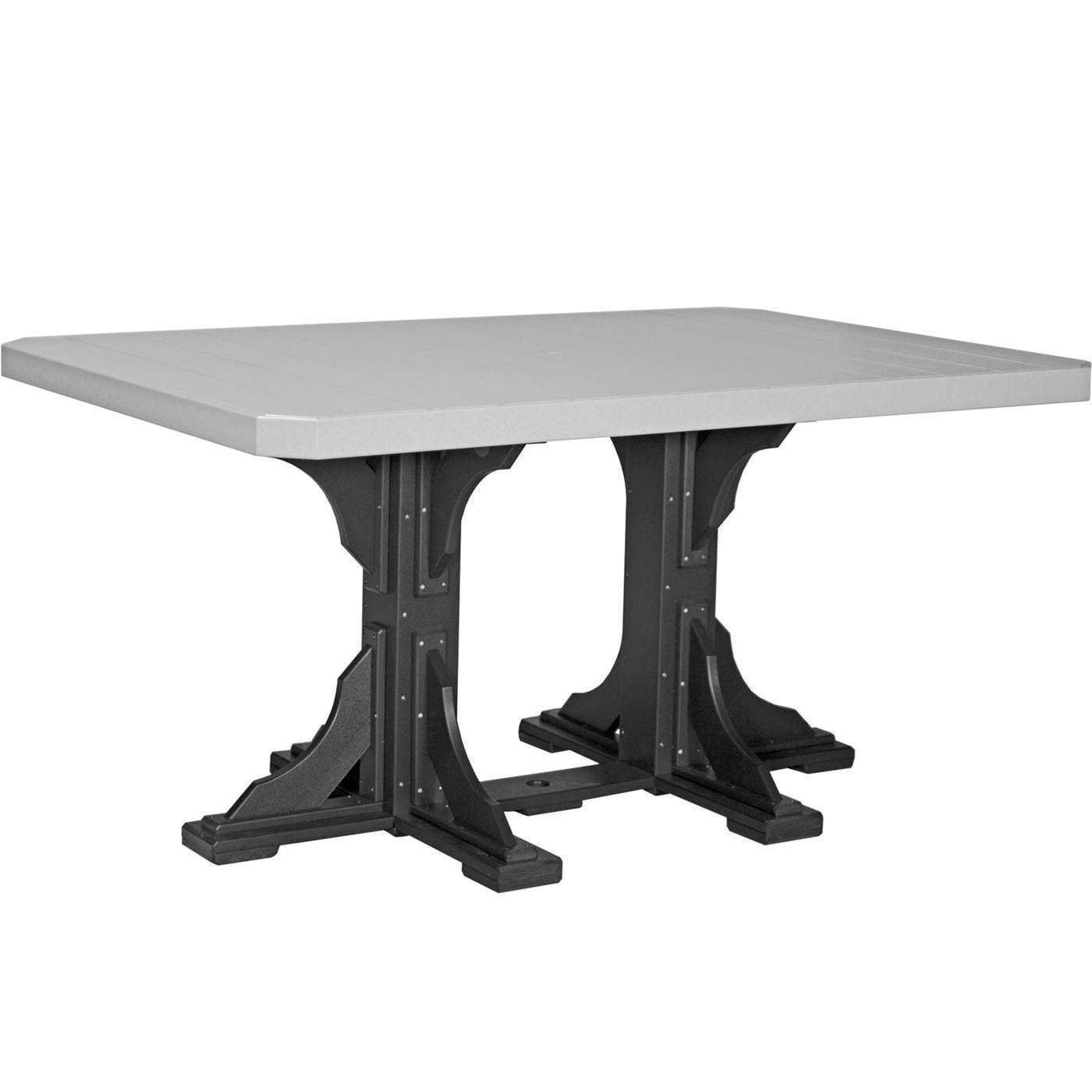 LuxCraft 4x6 Rectangular Table with Cup Holder - Dove Gray Recycled Plastic Outdoor Patio Furniture for Garden, Deck, or Poolside Relaxation