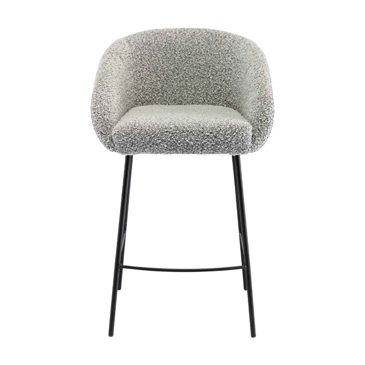 Avalon Boucle Bar Stool - Modern Upholstered Counter Height Stool with Metal Legs - Perfect for Kitchen Island, Breakfast Nook & Home Bar Decor