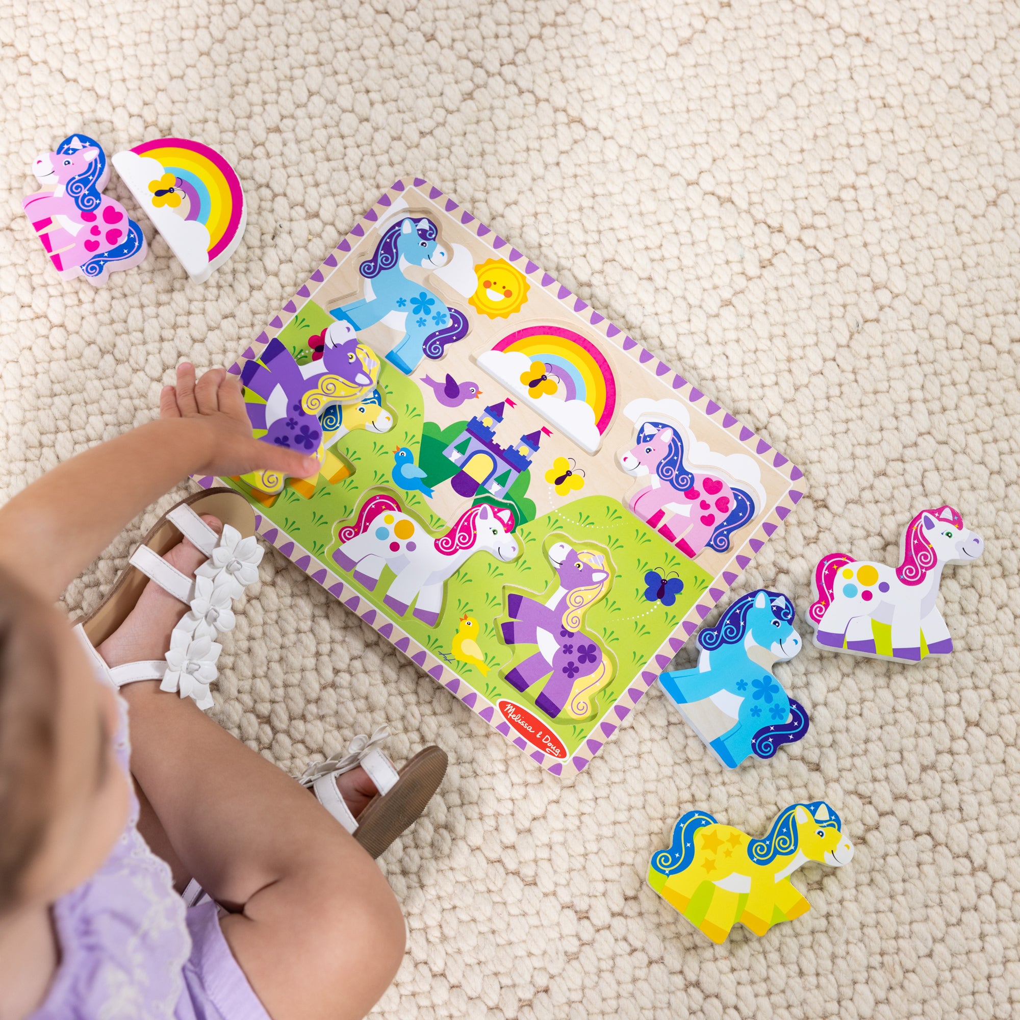 Unicorn Chunky Puzzle for Toddlers – 6 Piece Wooden Jigsaw Puzzle for Kids Ages 1-3 – Perfect for Early Learning, Birthday Gifts & Nursery Decor