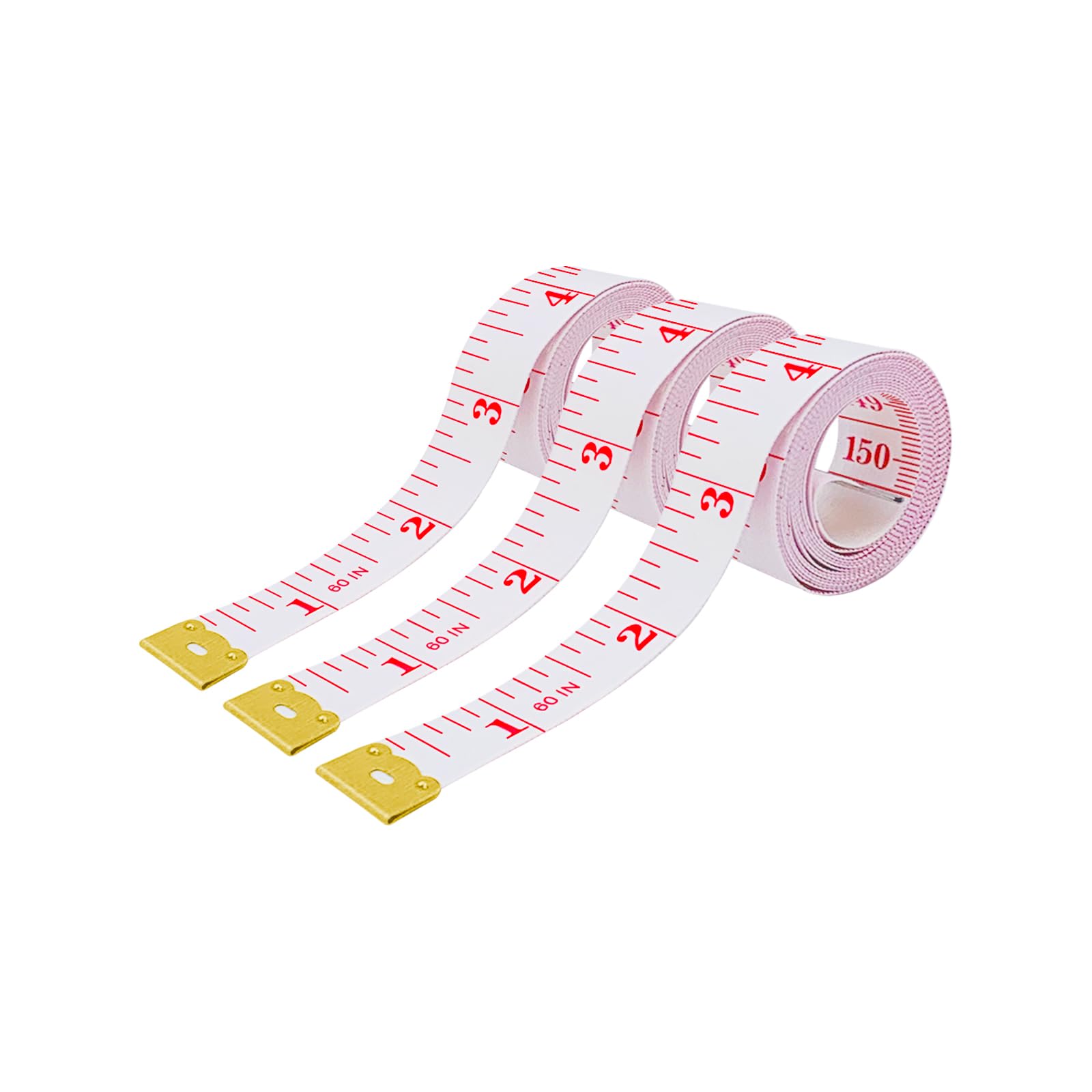 GDMINLO 60-Inch Soft Tape Measure - Dual Scale Flexible Sewing Tailor Ruler for Body Measurements, Weight Loss & Medical Use (Centimeter/Metric on Reverse) - Ideal for Crafting, DIY Projects & Fitness Tracking (Red on White)