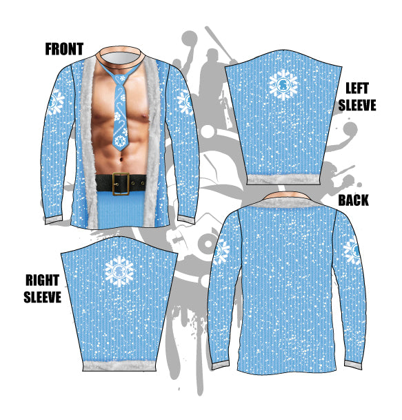 Stud Claus Long Sleeve Jersey - Men's Christmas Graphic T-Shirt for Holiday Parties & Ugly Sweater Contests