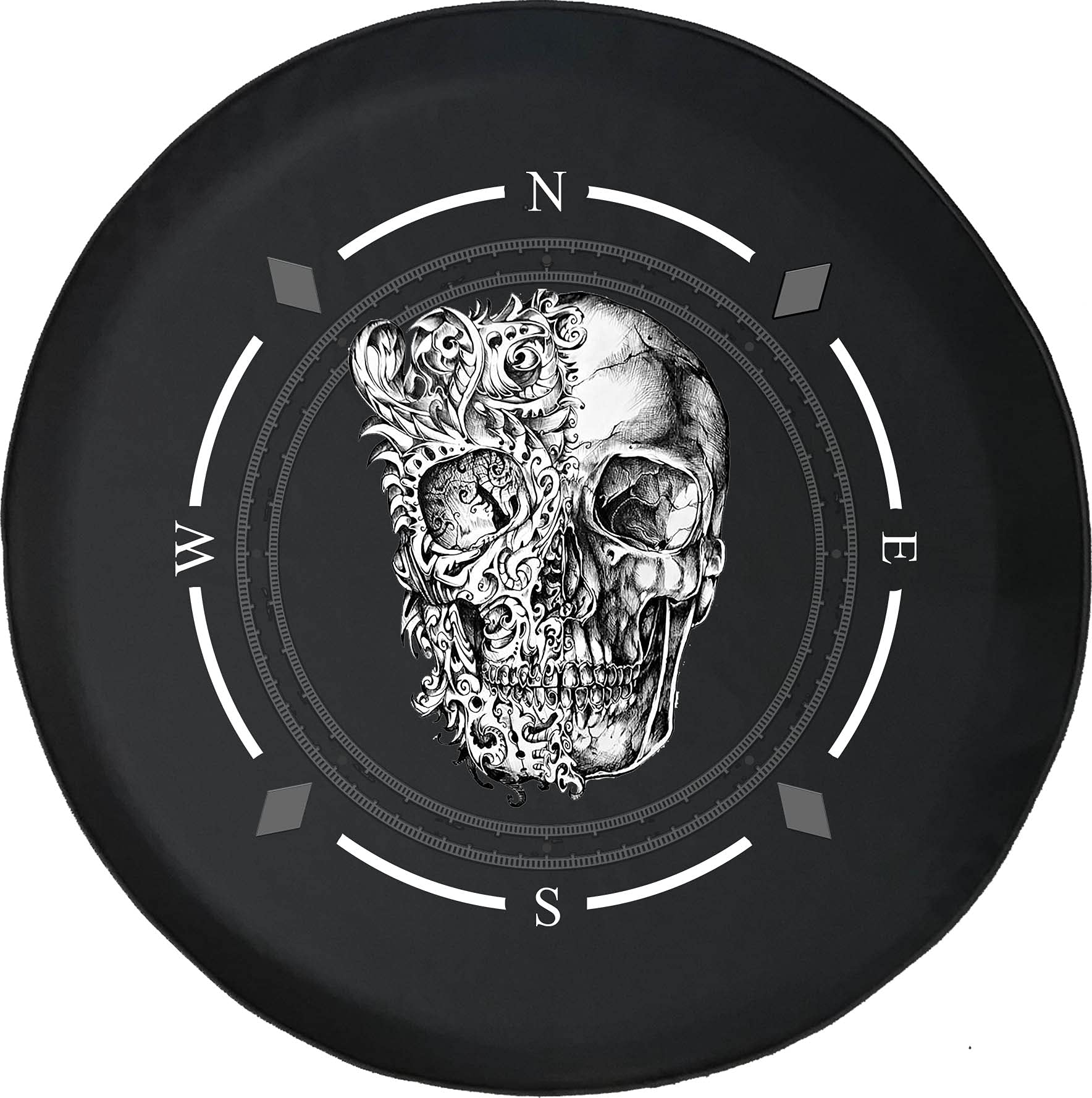 Vintage Skull Tire Cover - Gothic Tattoo Style Spare Wheel Protector for SUV, RV, Trailer & Off-Road Vehicles | Durable Waterproof Accessory for Camping, Road Trips & Outdoor Adventures