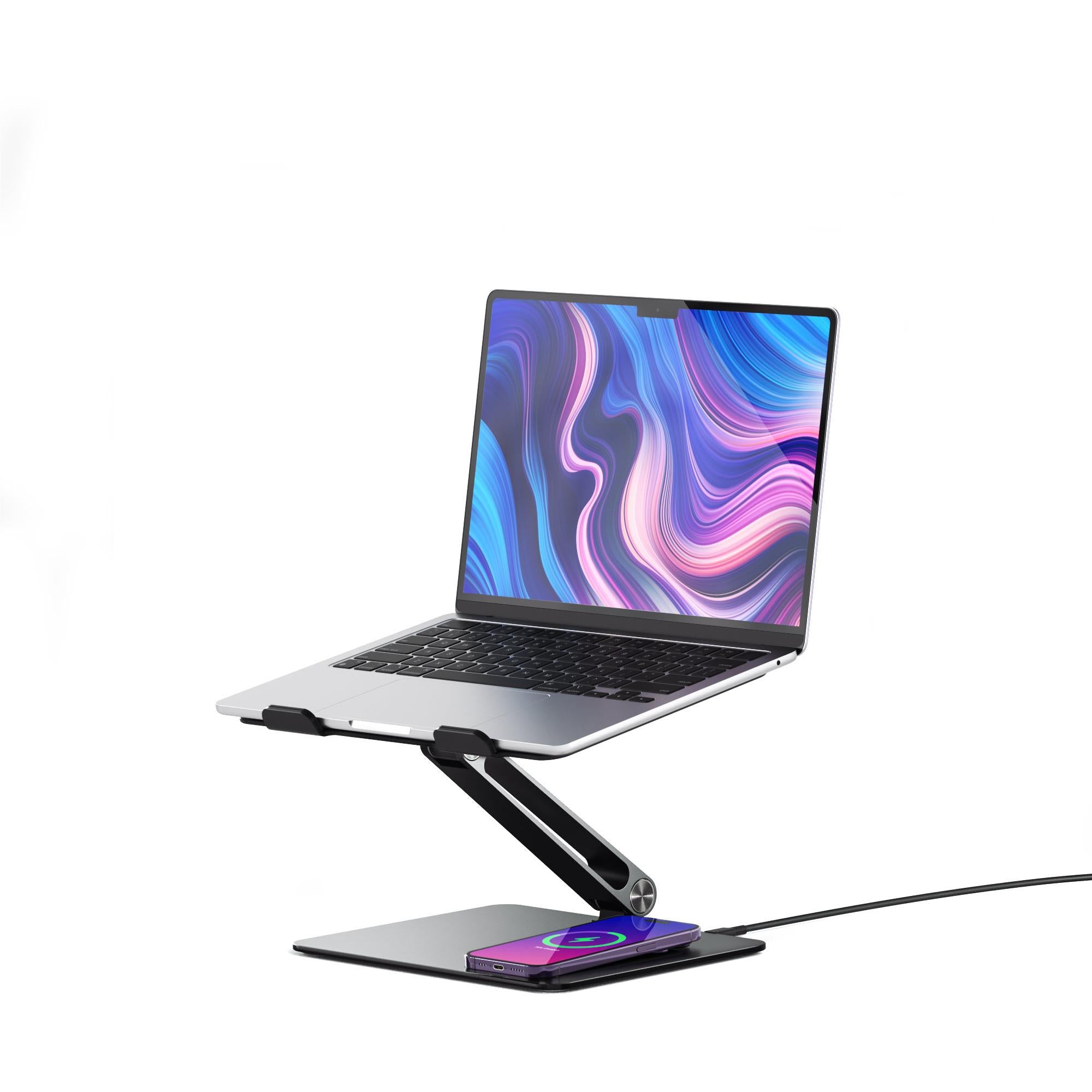 ALOGIC Elite Power Adjustable Laptop Stand with 15W Fast Wireless Charger - Ergonomic Computer Riser for Home Office & Workspace