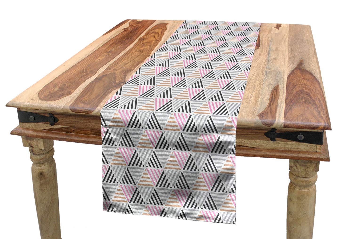 Ambesonne Geometric Table Runner - Modern Abstract Triangles & Stripes Design, 16