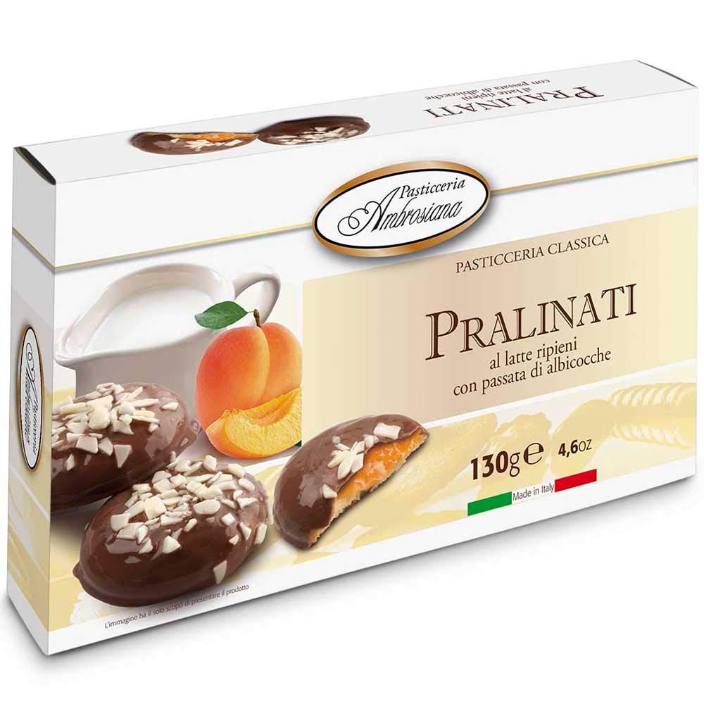 Ambrosiana Pralinati Apricot Chocolate, 130g - Premium Italian Chocolate for Gifts, Desserts & Gourmet Snacking