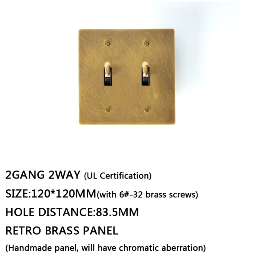 Vintage Brass Toggle Light Switch - Classic Style for Home, Office & Industrial Use - Durable Metal Electrical Switch for Wall Lighting Control