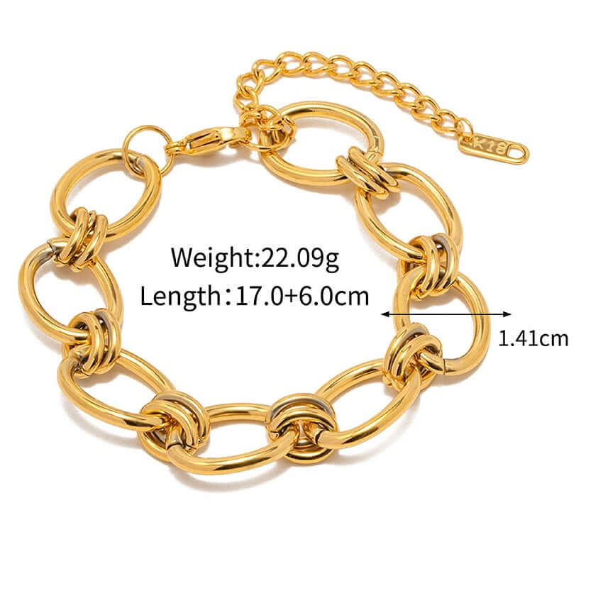 18K Gold Plated Stainless Steel Chunky Chain Bracelet and Necklace Set - Trendy Layered Jewelry for Women | Perfect for Everyday Wear, Parties & Gifts | JDB434