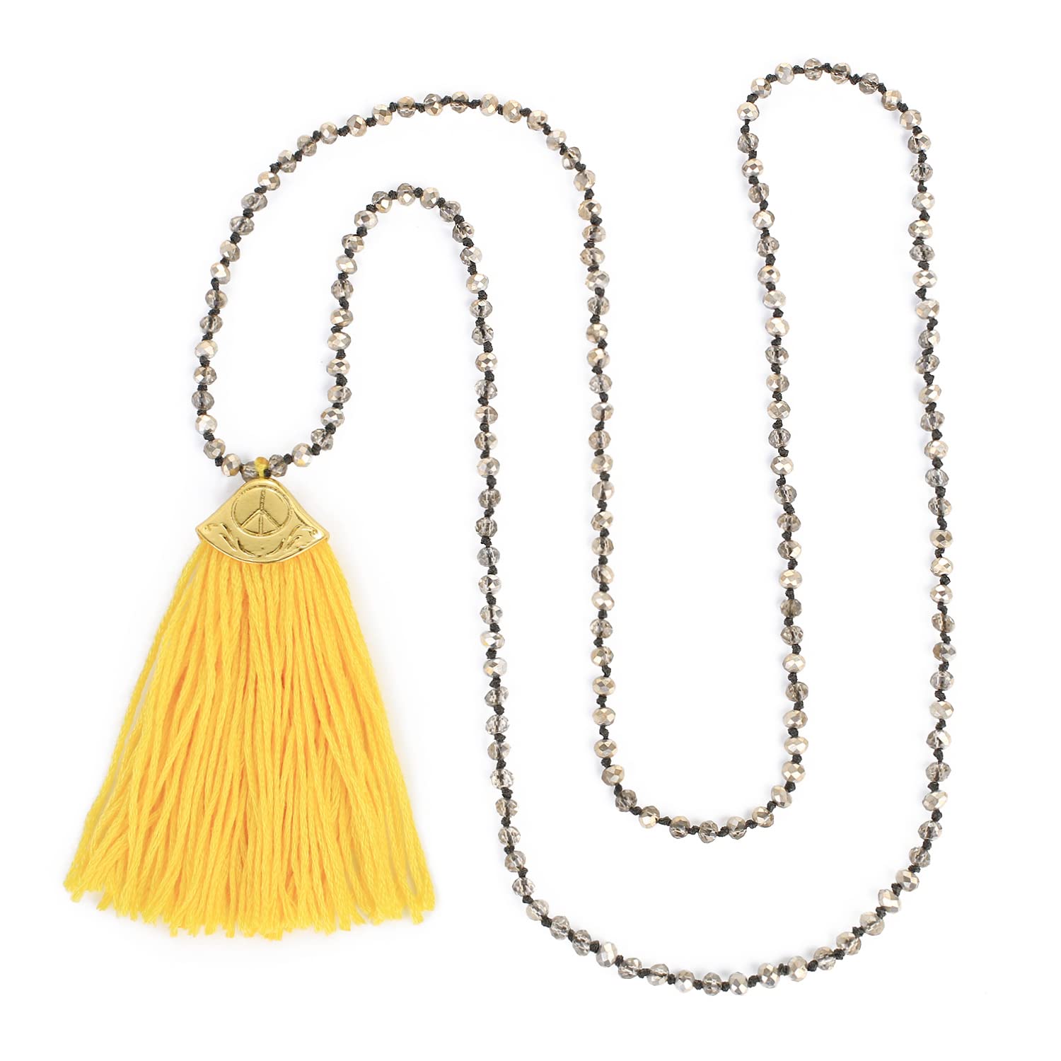 KELITCH Women's Handmade Crystal Pearl Tassel Necklace - Elegant Boho Jewelry for Love & Romance - Perfect for Date Nights, Weddings & Special Occasions