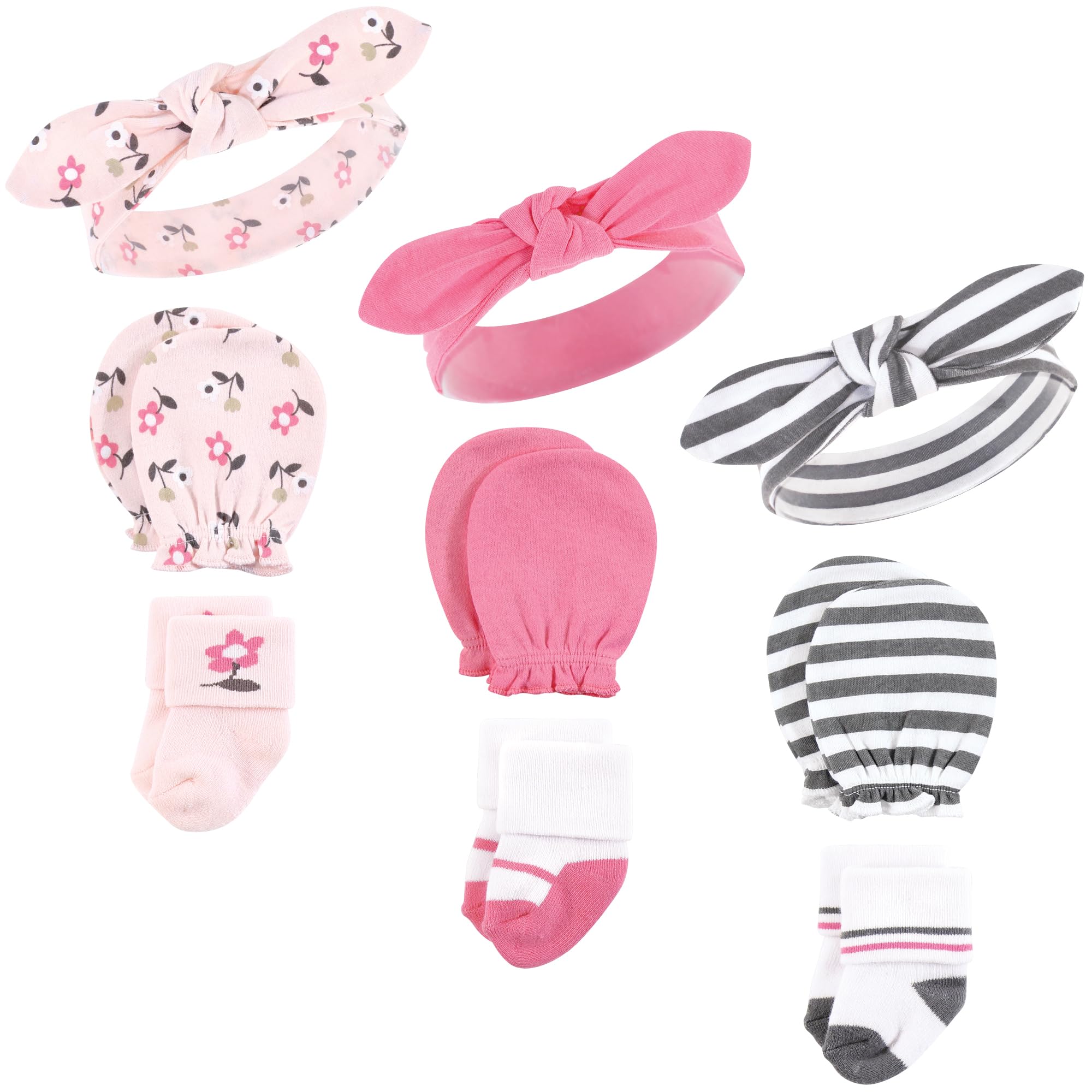 Hudson Baby Unisex Newborn Caps, Mittens & Socks Set - Fairytale Design - 0-6 Months - Perfect for Baby Showers, Photography & Winter Protection
