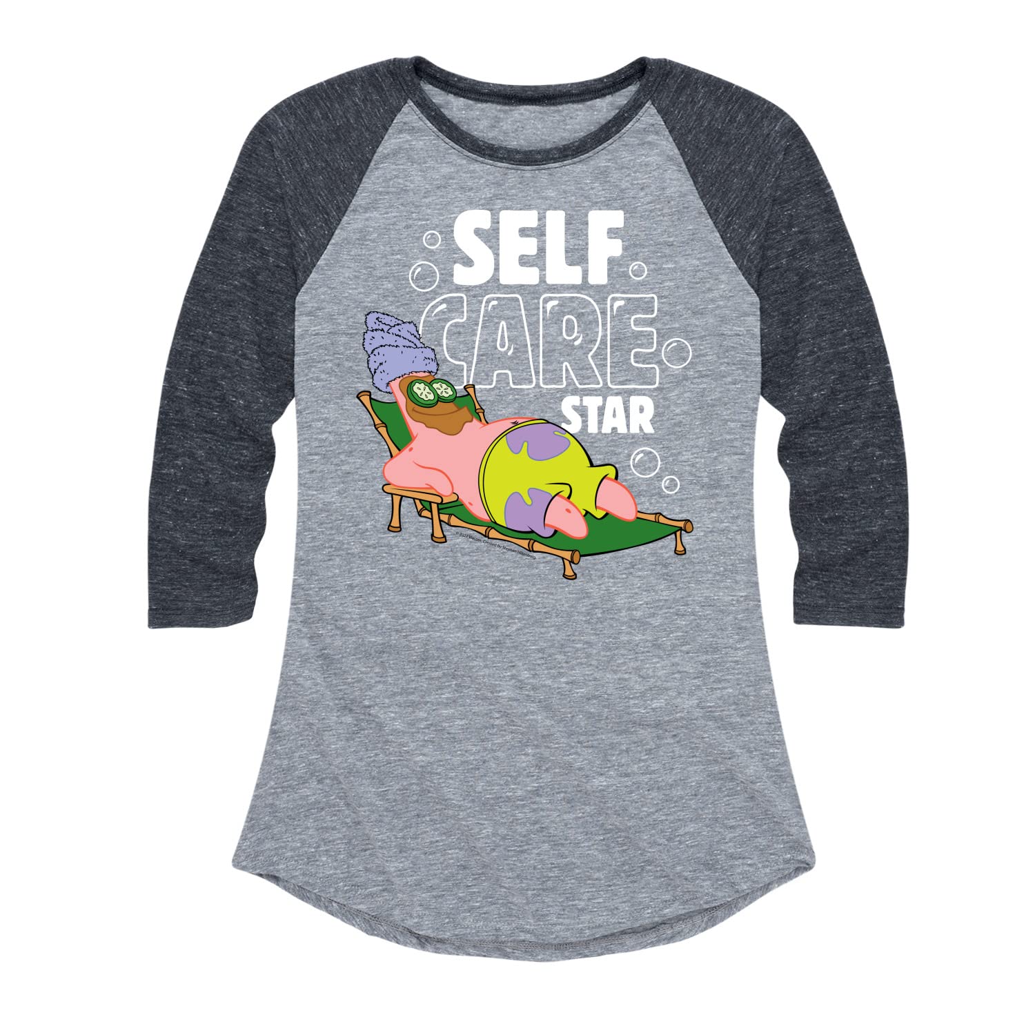 Spongebob Squarepants Self Care Star Women's Raglan Graphic T-Shirt | Hybrid Apparel | Casual Wear, Lounge & Everyday Outfits