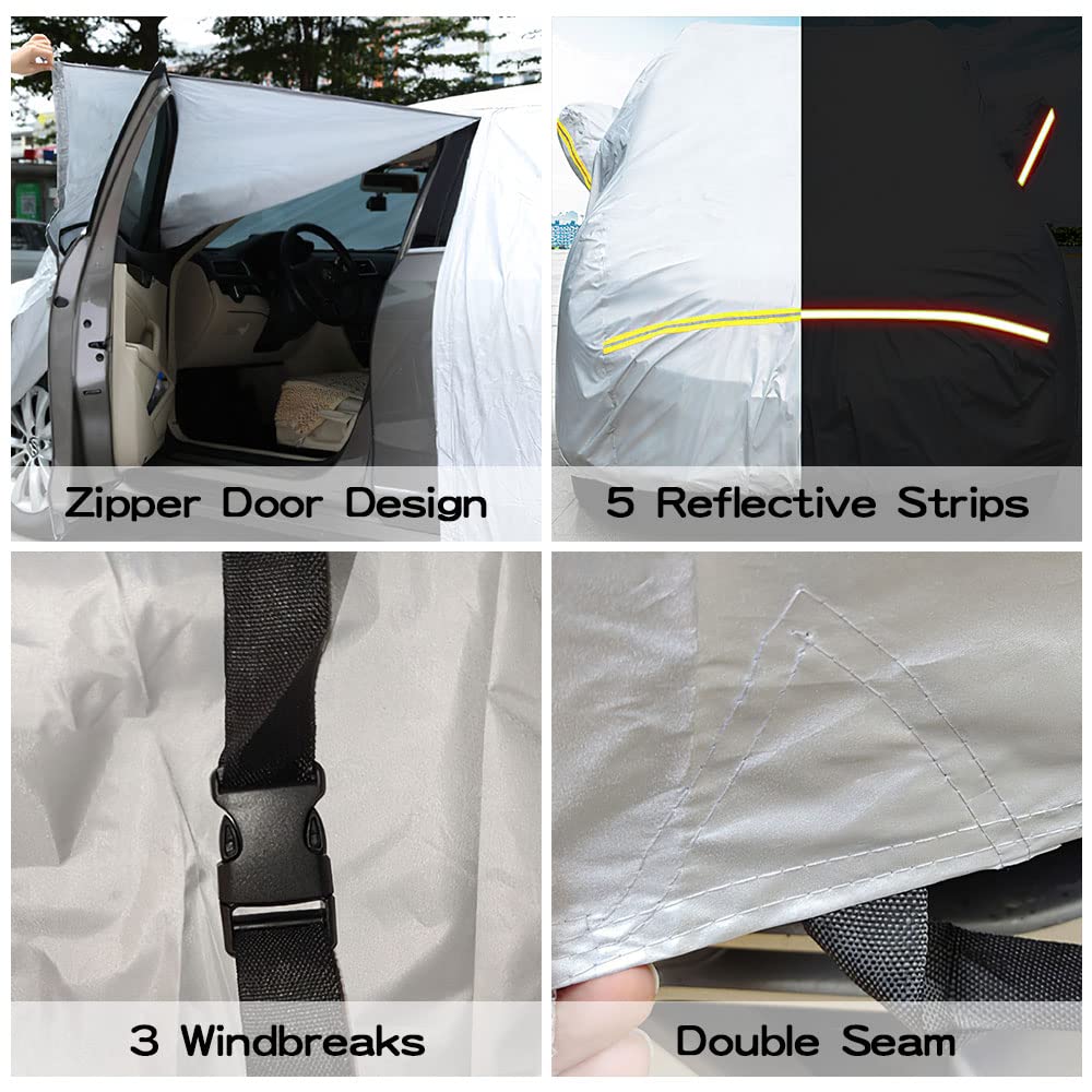 2023 Acura Integra Car Cover - Waterproof 190T High-Density Fabric for Indoor & Outdoor Use - Full Exterior Protection with Sunscreen (Sedan, Silver) | Perfect for Garage Storage, Winter Protection & Long-Term Vehicle Preservation