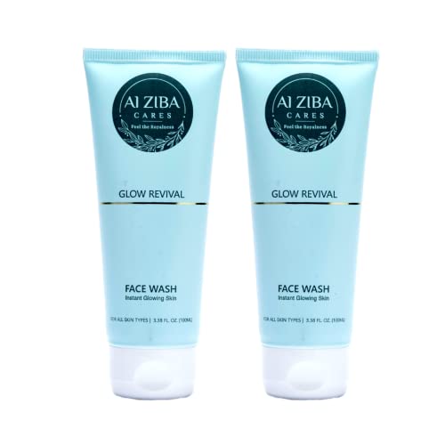 ALZIBA CARES Glow Revival Instant Glowing Face Wash with Aloe Vera & Vitamin E Extract - Hydrating & Brightening Cleanser for All Skin Types - Perfect for Morning & Night Skincare Routine (Pack of 1)
