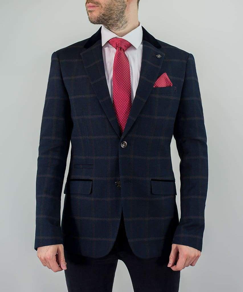 Connall Navy Slim Fit Tweed Blazer for Men - Classic Business & Formal Jacket - Perfect for Office, Weddings & Special Occasions