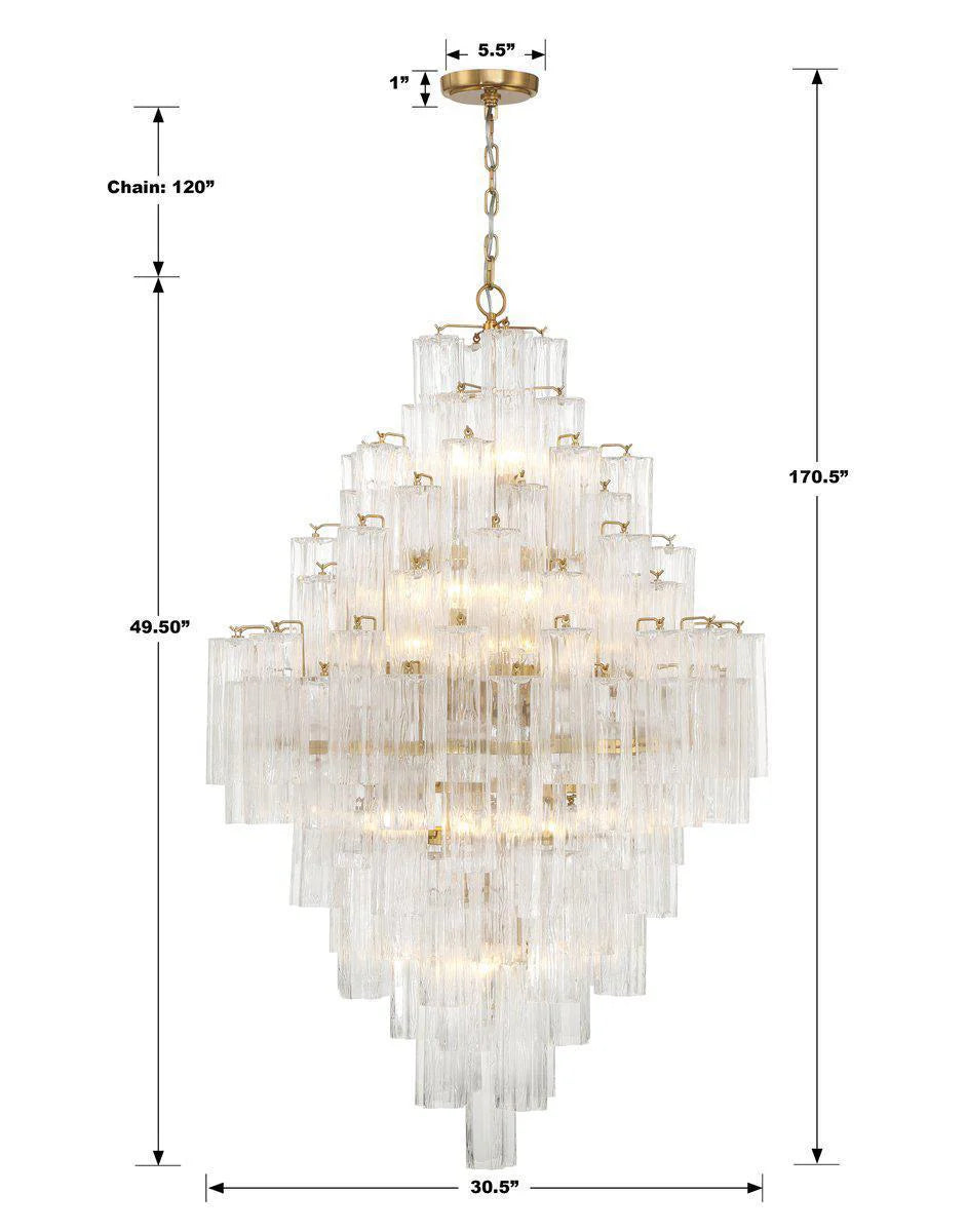 Addis Diamond Chandelier 49 Inch Height - Modern Crystal Ceiling Light Fixture for Dining Room, Living Room, Bedroom & Entryway