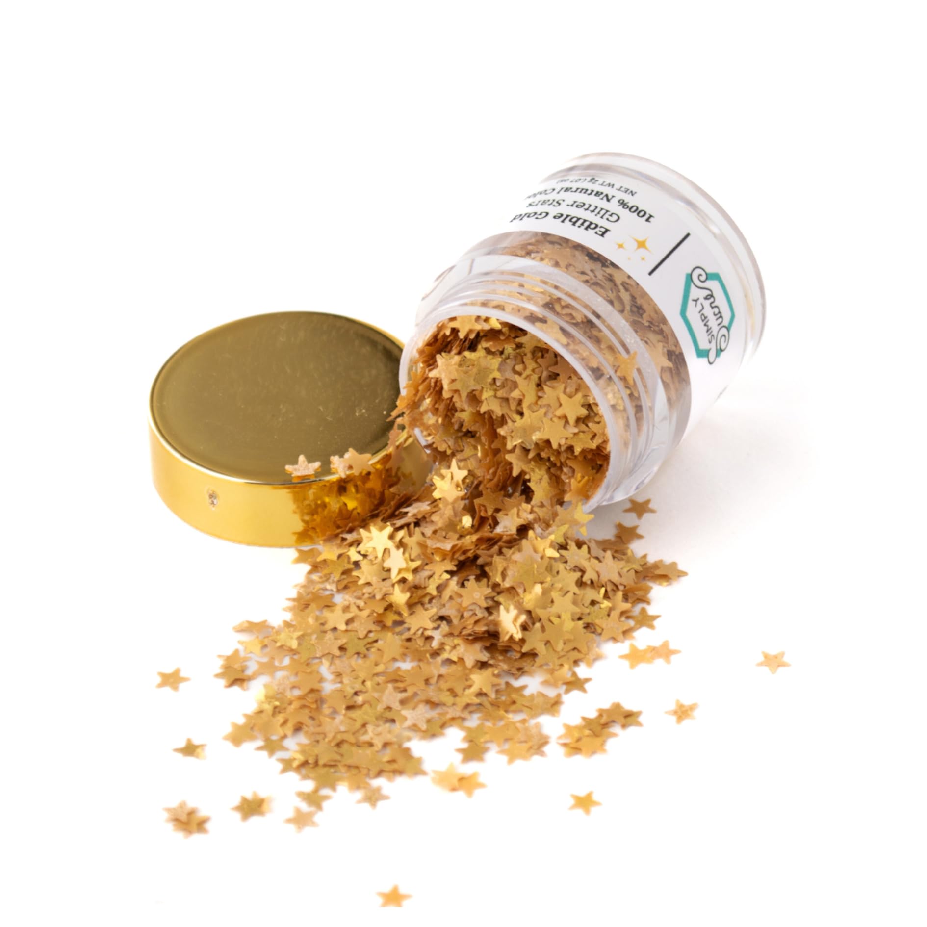 Vegan Edible Glitter Stars - Dye-Free, Gluten-Free & Non-Toxic Food Decorations | Perfect for Cakes, Cupcakes, Drinks, Desserts & DIY Baking Projects by Simply Sucré