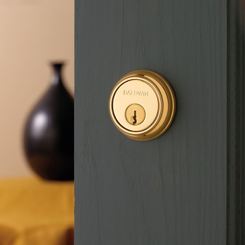 Baldwin Hardware 8021.102 Deadbolt Lock - High Security Keyed Entry Door Lock for Home & Office - Solid Brass Construction, ANSI Grade 1 Certified - Perfect for Front Doors, Back Doors & Commercial Security