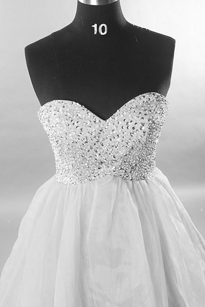 Kivary® Women's Elegant Short Organza Beaded Sweetheart Corset Prom Dress - Perfect for Homecoming, Evening Parties & Special Occasions
