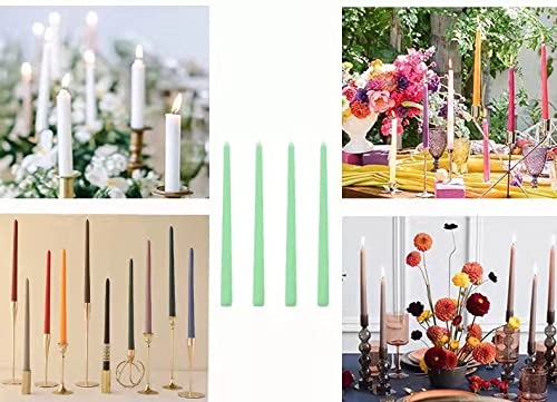 10 Inch Green Taper Candles - Set of 4 for Wedding Centerpieces, Dinner Parties, Home Decor & Special Occasions - Elegant Table Lighting for Romantic Dinners & Holiday Celebrations