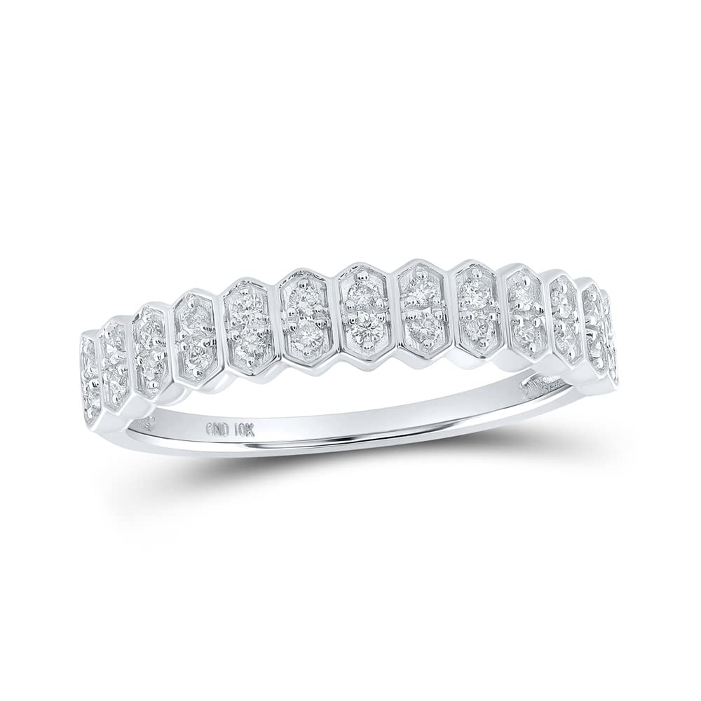 10K White Gold Women's Round Diamond Stackable Band Ring - 1/6 CTTW - Perfect for Wedding, Anniversary, Stacking & Everyday Elegance