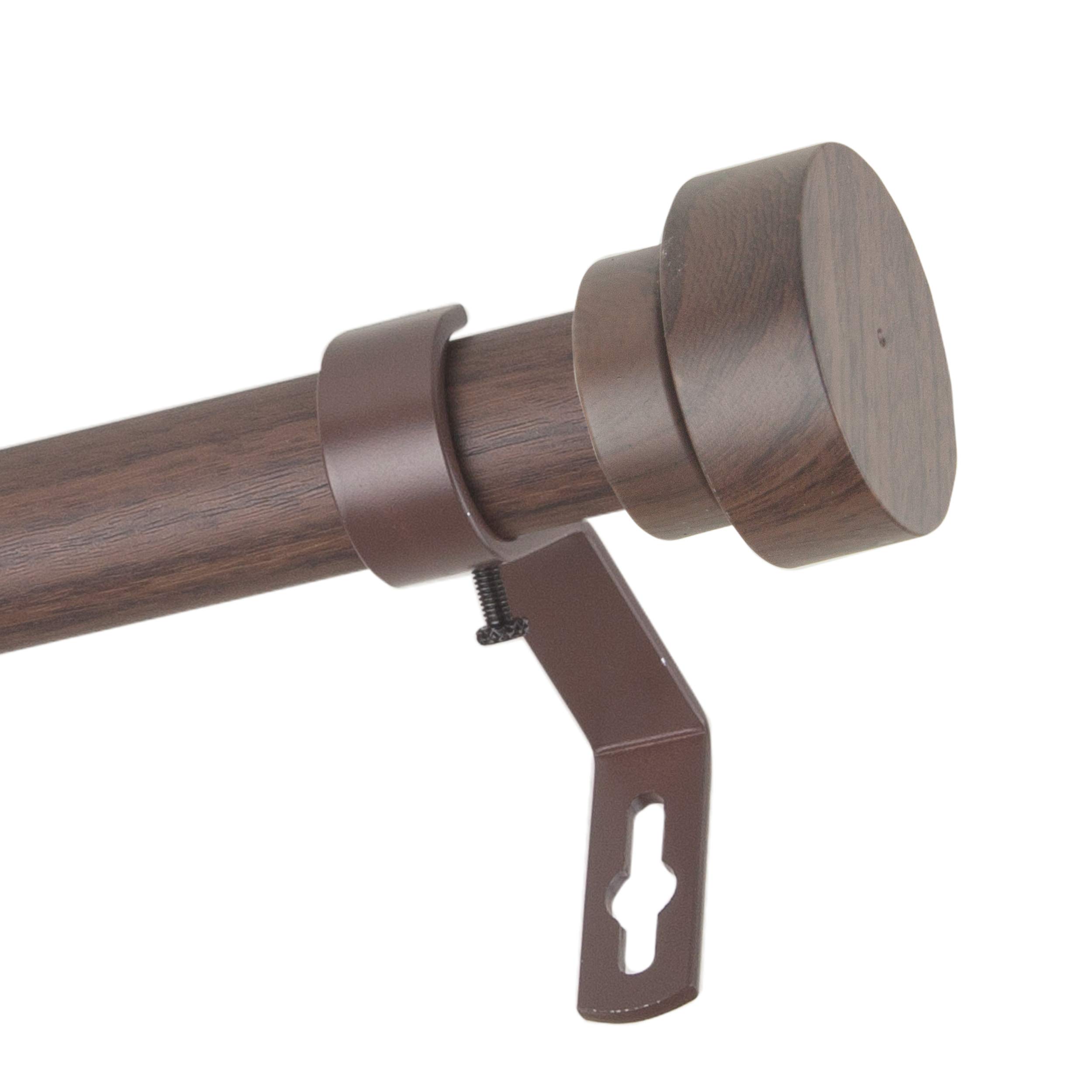 Rod Desyne 1 Inch Bonnet Faux Wood Single Curtain Rod, 120 to 170 Inches, Dark Walnut - Perfect for Living Room, Bedroom & Window Treatments