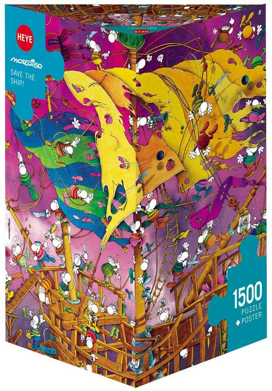 Heye 1500-Piece Triangular Jigsaw Puzzle - Mordillo Save The Ship! Fun Challenge for Adults & Puzzle Lovers - Perfect for Family Game Nights & Relaxation