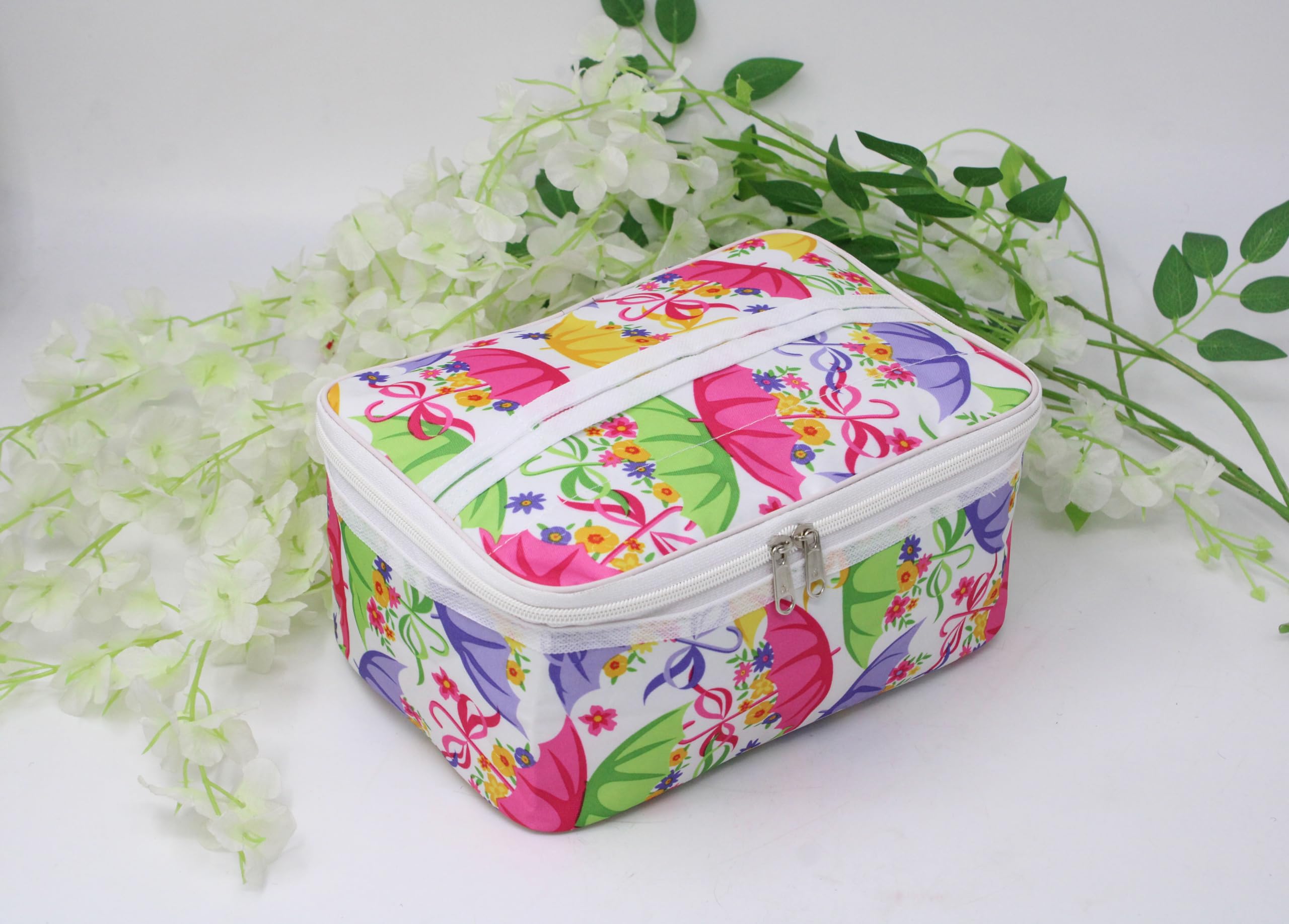 atorakushon® Fabric Women's Makeup Storage Box - Travel Vanity Cosmetic Organizer, Toiletry Bag & Jewelry Pouch (Multicolor, Pack of 1) | Perfect for Travel, Home Organization & Daily Use