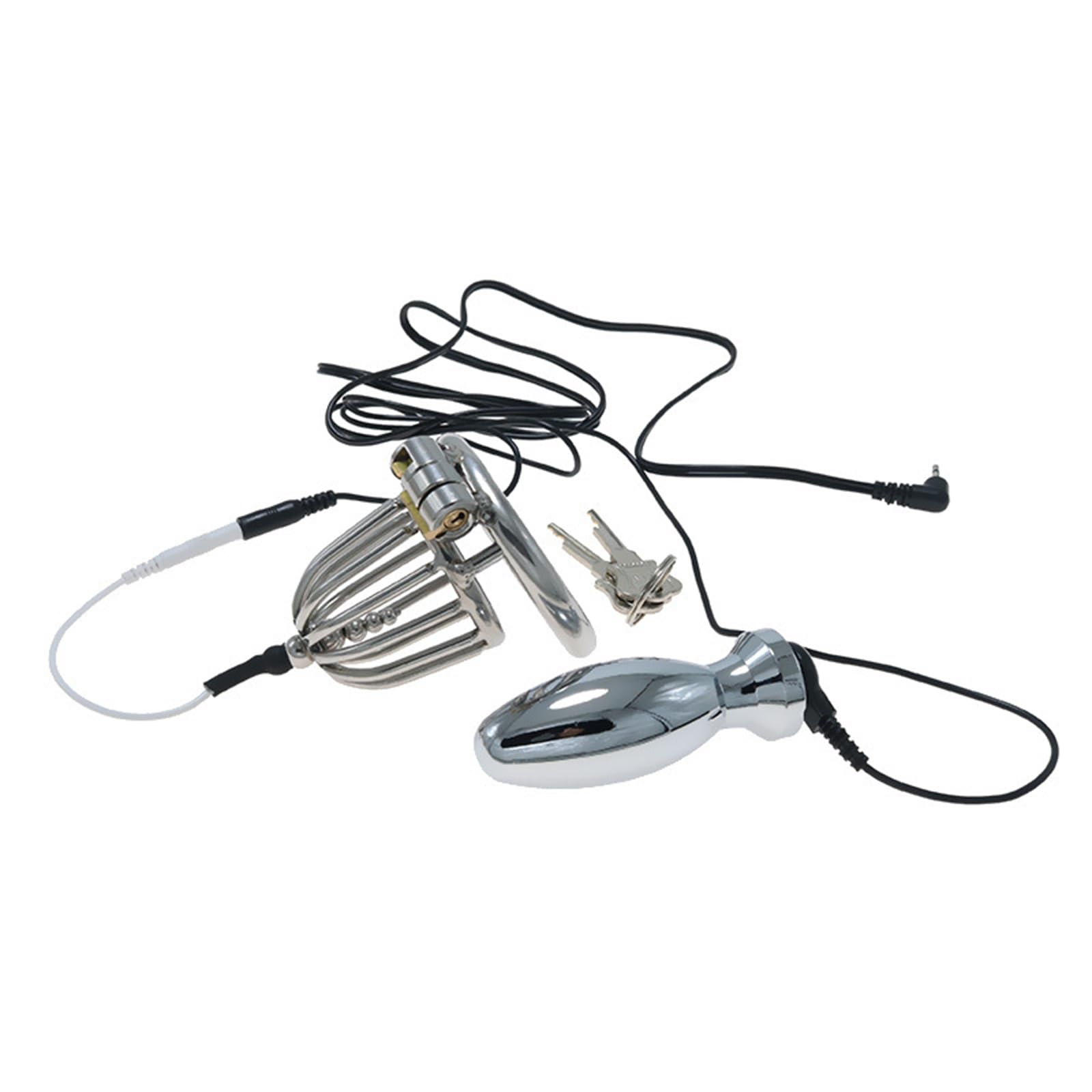 Electric Shock Hollow Chastity Lock Device - Men's Anal Plug Set for BDSM Play & Adult Toys - Perfect for Couples Bondage, Role Play & Sensation Exploration