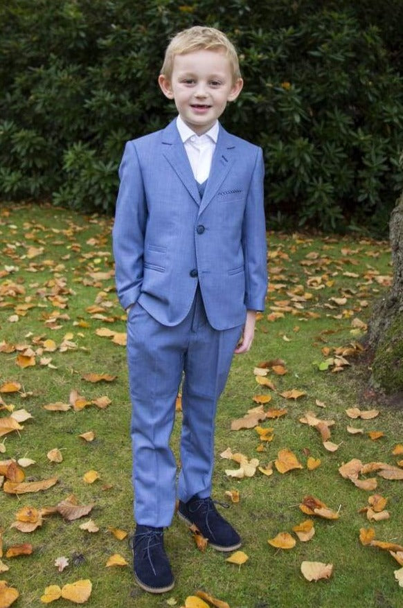 Cavani Boys Blue Jay 3-Piece Sky Blue Slim Fit Suit Set | Formal Kids Suit for Weddings, Parties & Special Occasions